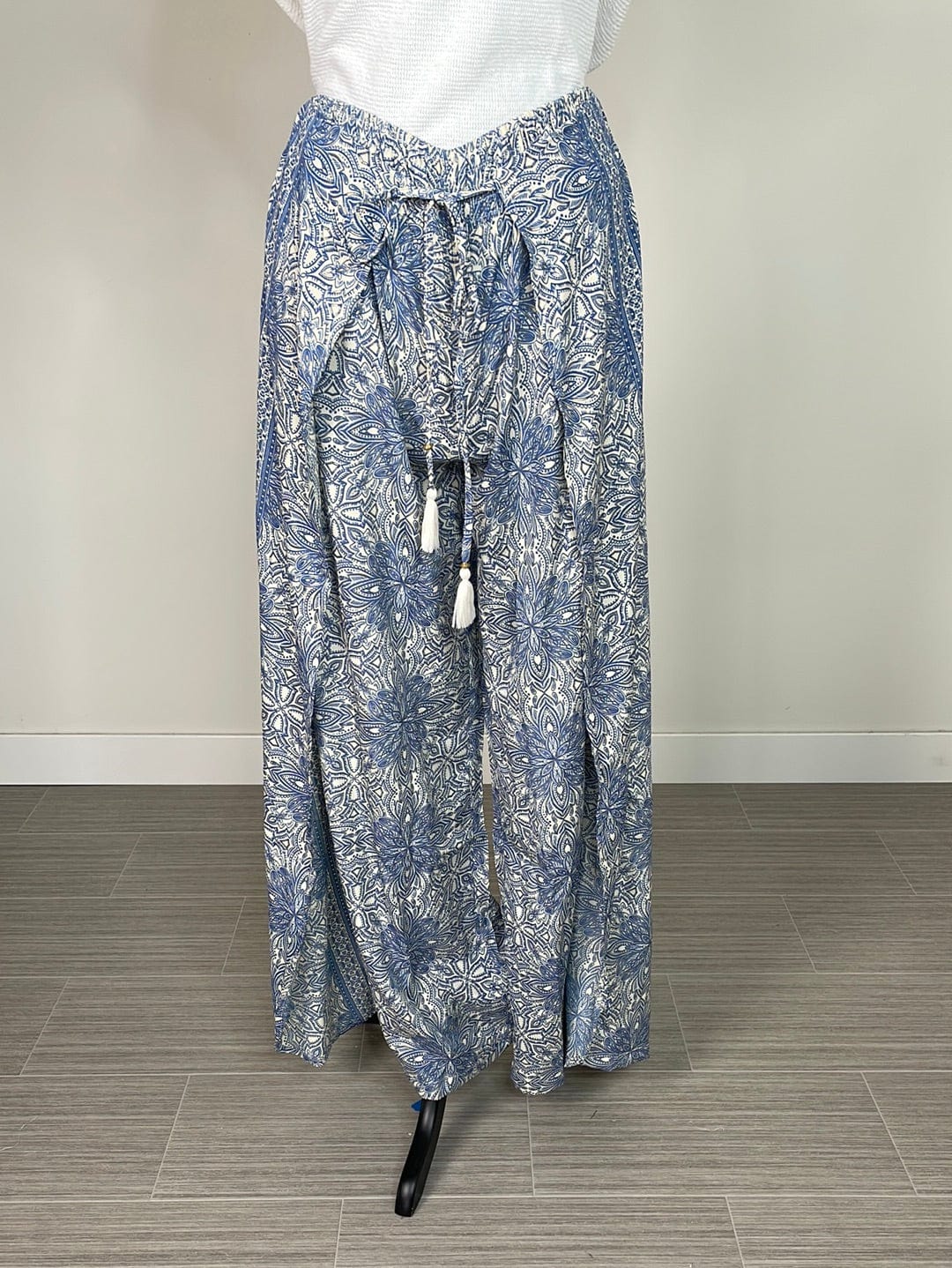 Blue Metalllic Faux Wrap Pant
