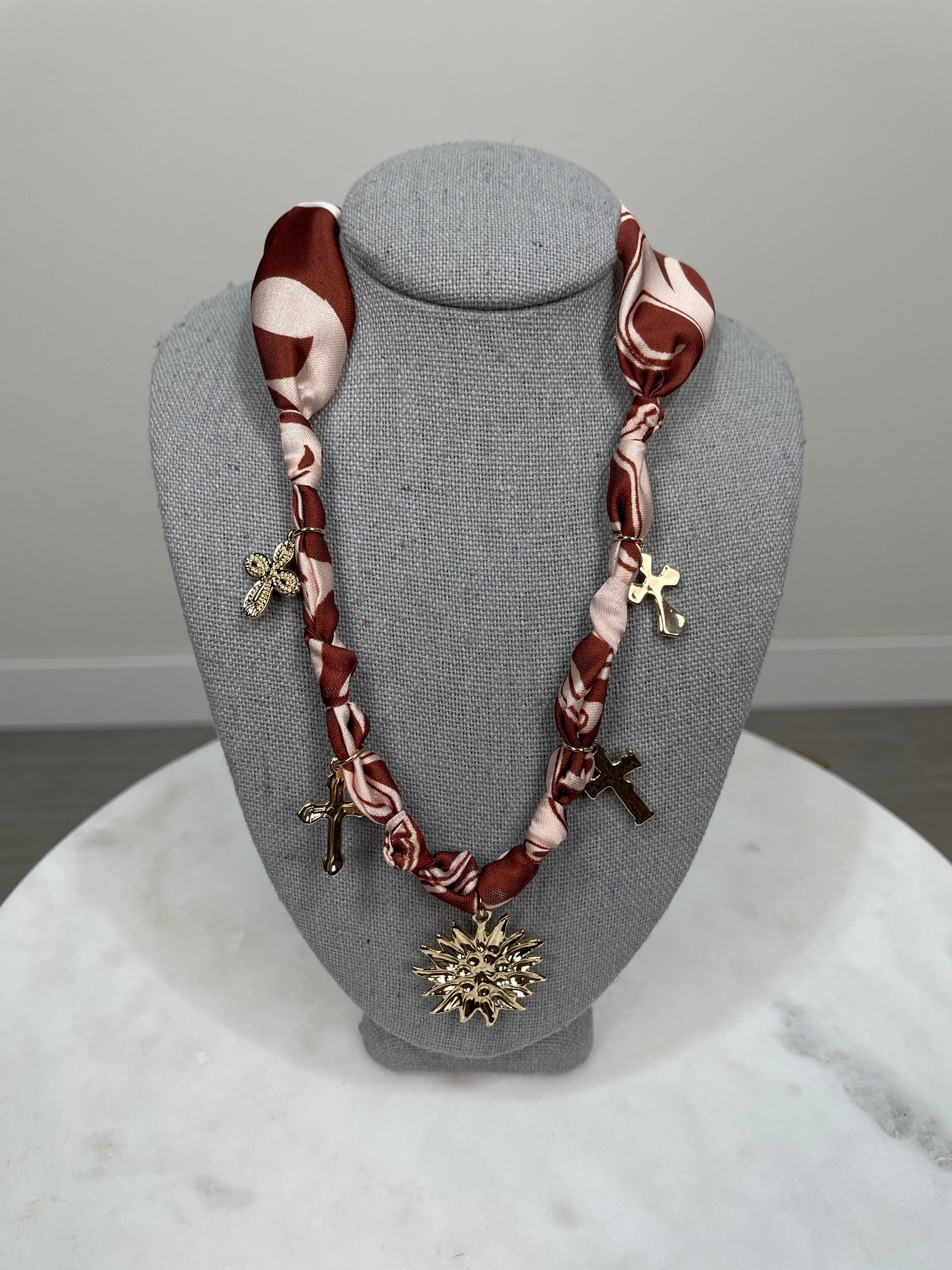 Brown Scarf Charm Necklace