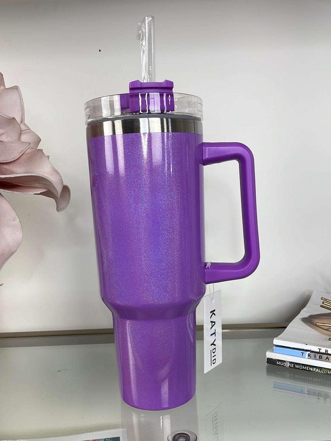 Orchid Glitter Jeanie 40oz Tumbler w/Handle