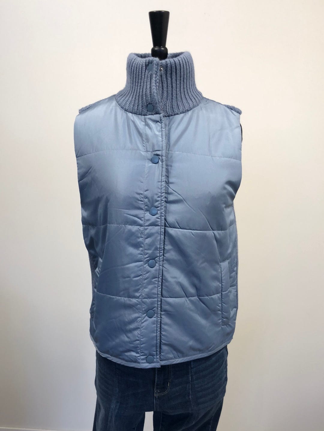 Dusty Blue Snap Button Vest