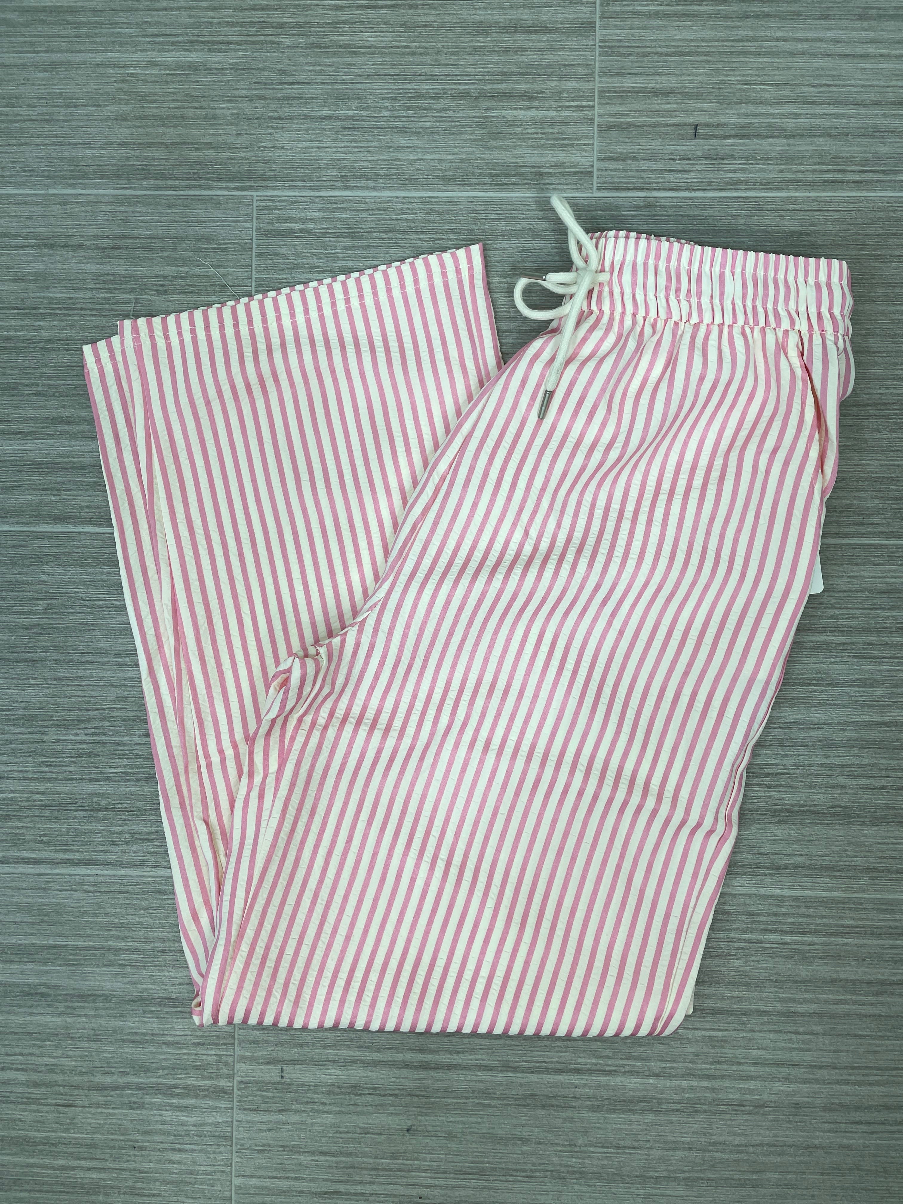 Pink Stripe Straight Leg Pants