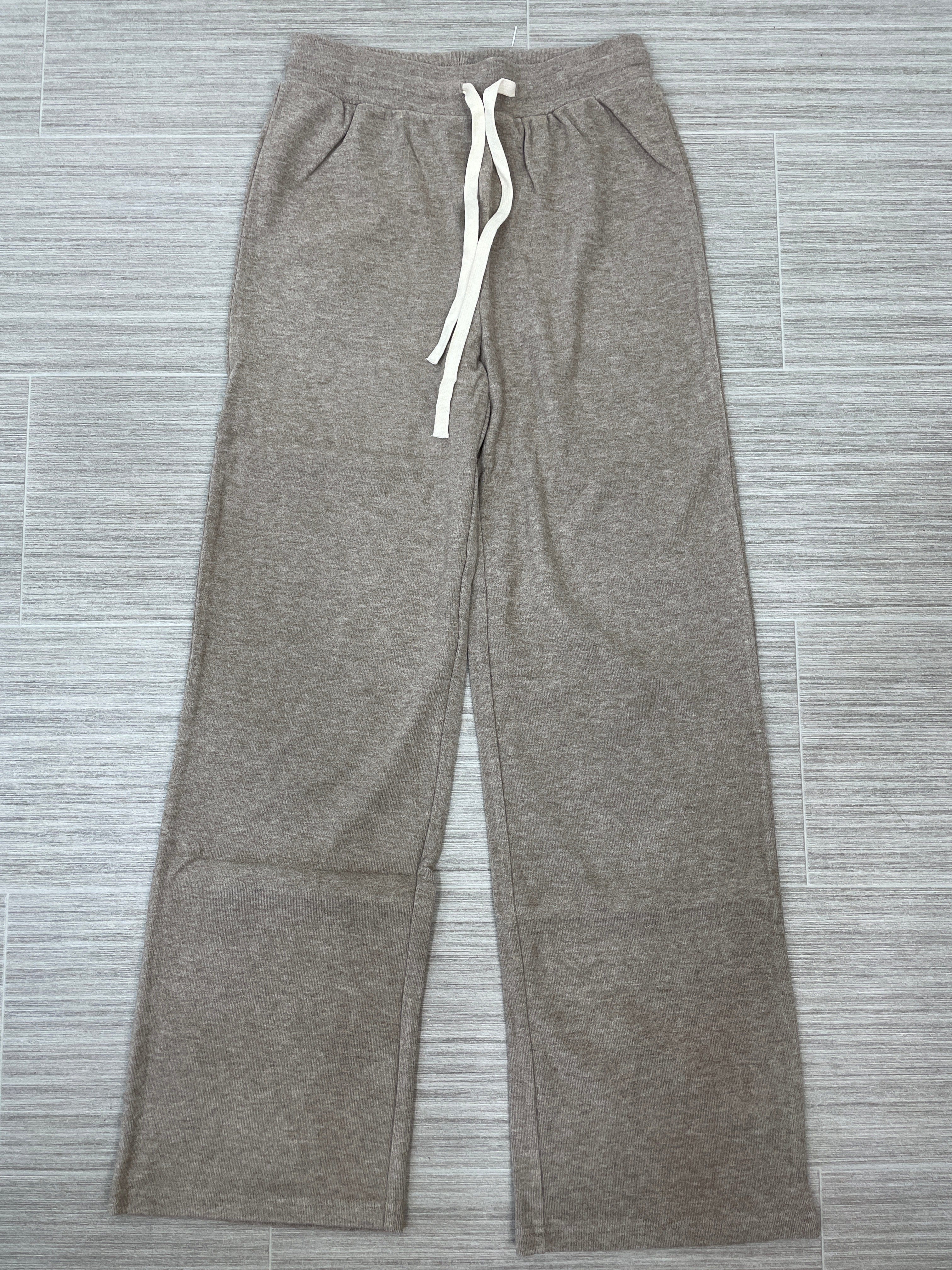 Mushroom Ribbed Knit Pant