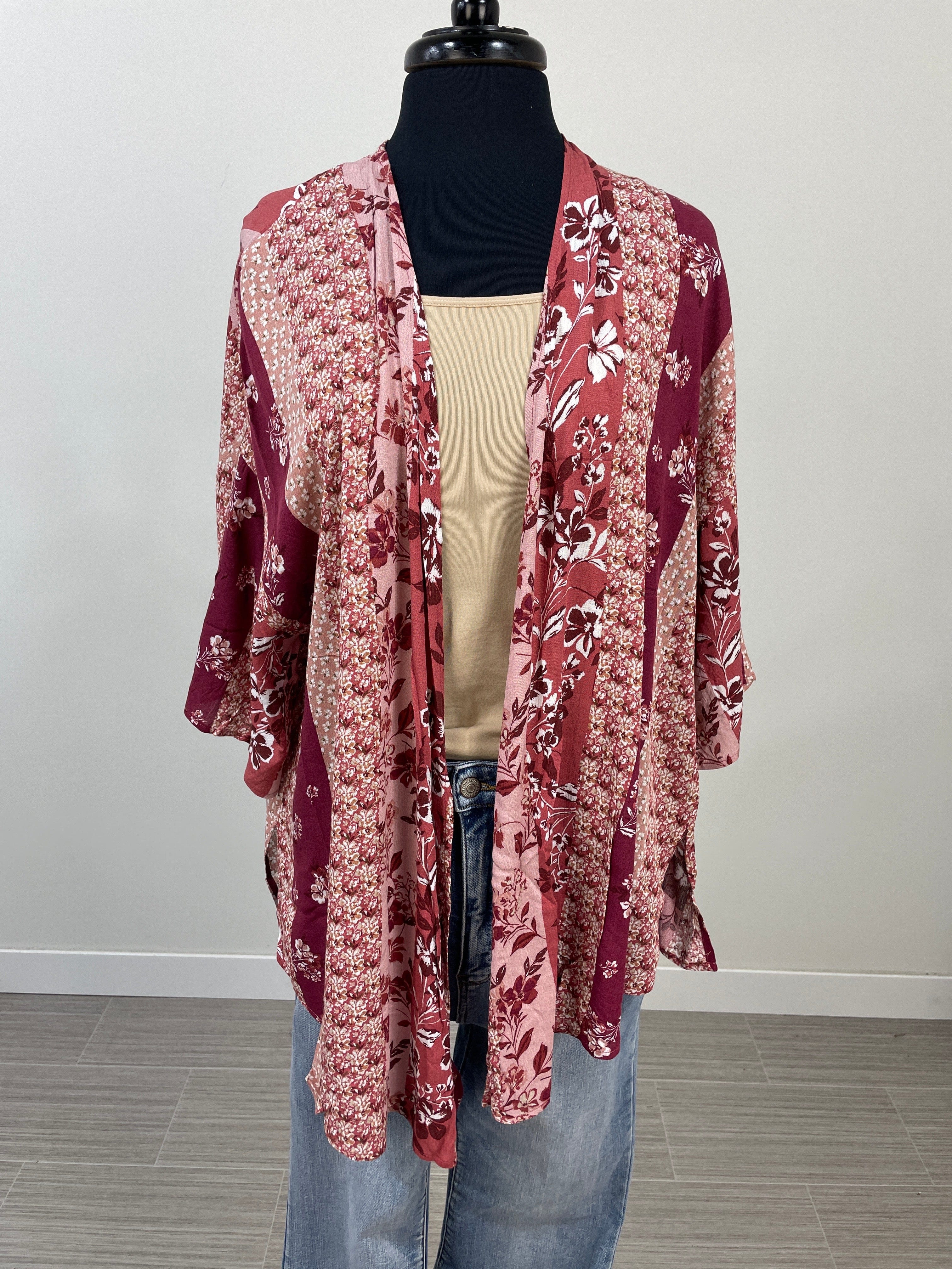 Ivory & Marsala Floral Kimono