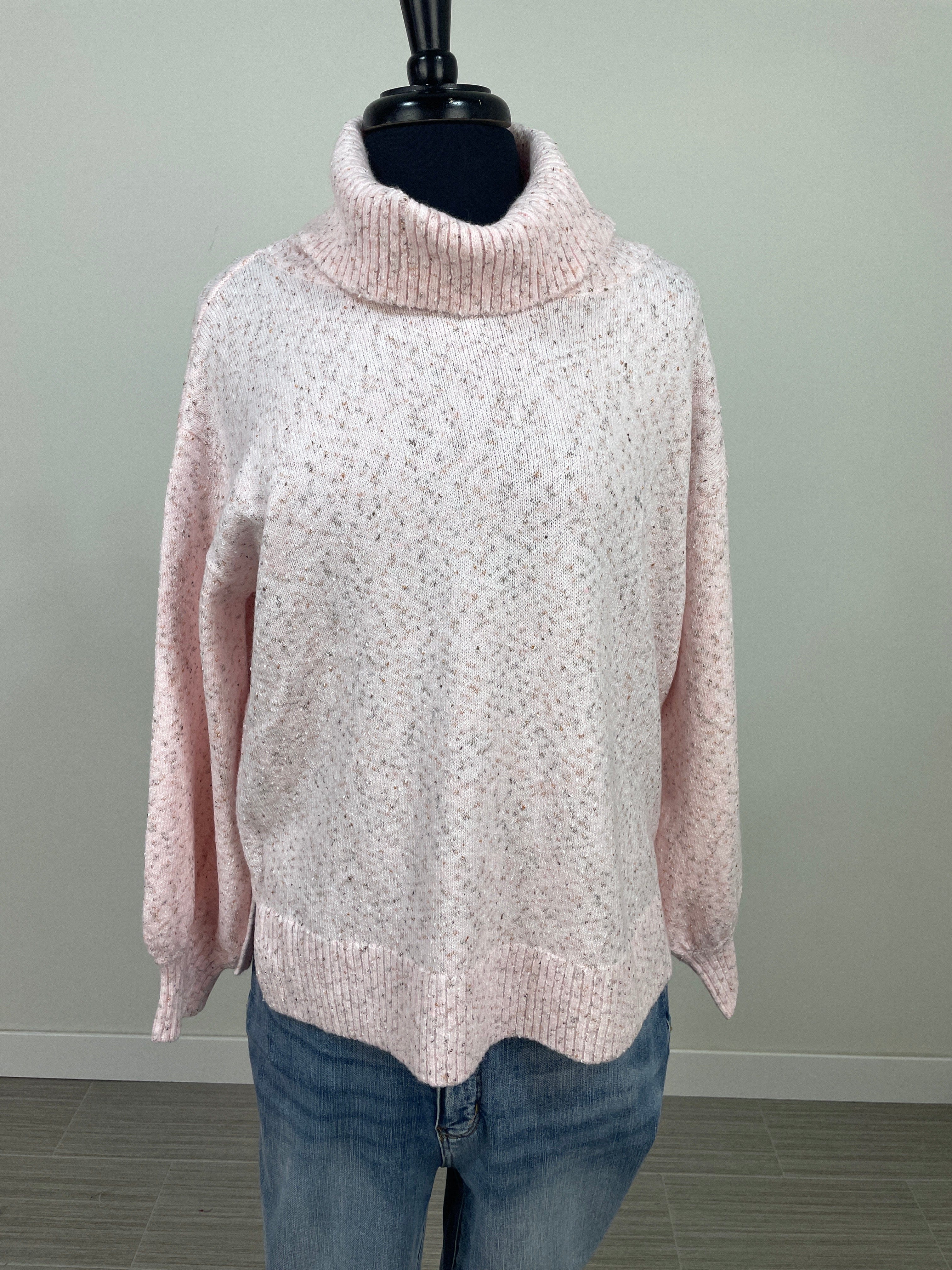 Blush Balloon Sleeve Sprinkled Sweater