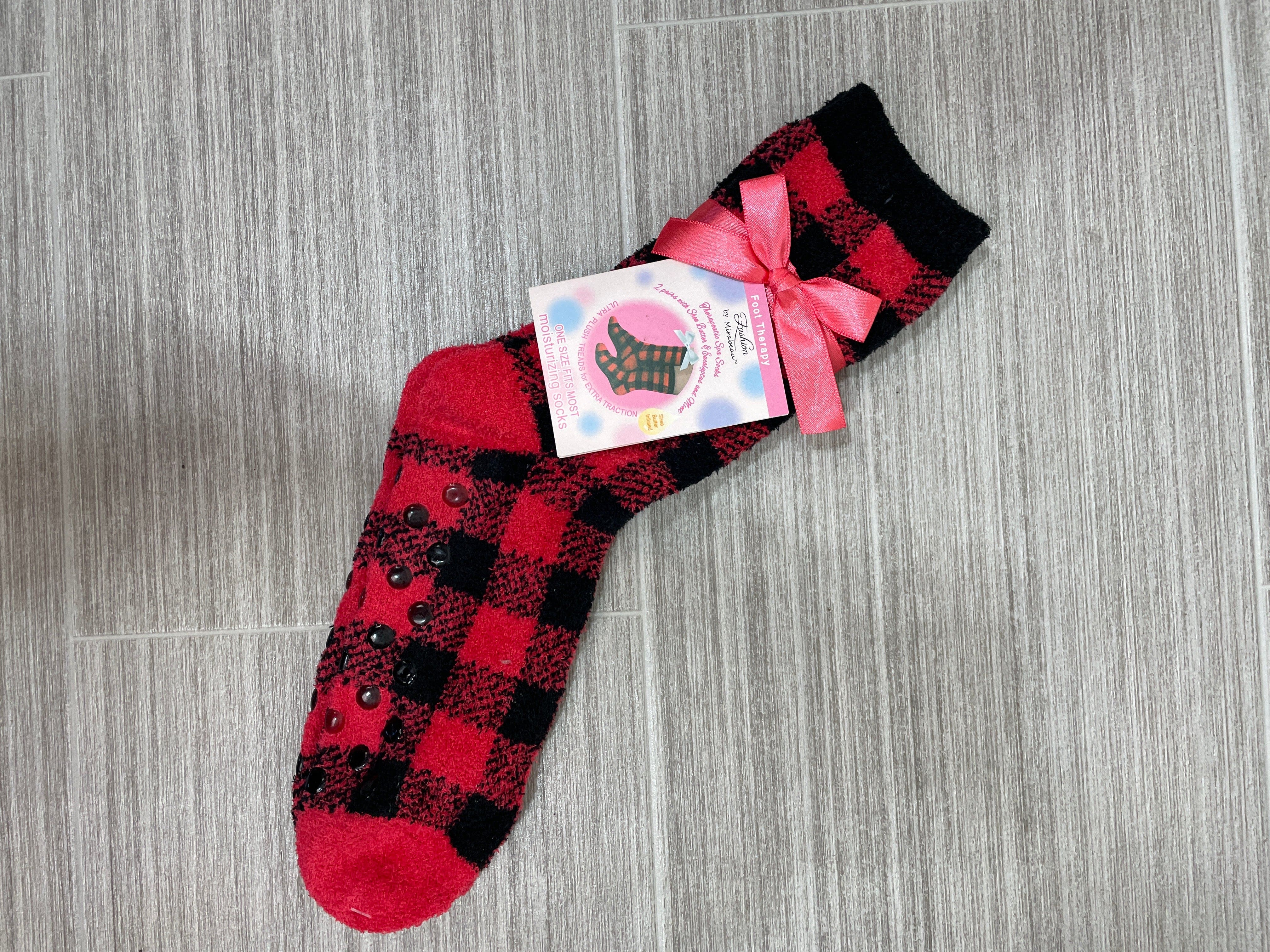 Red & Black Check Spa Socks