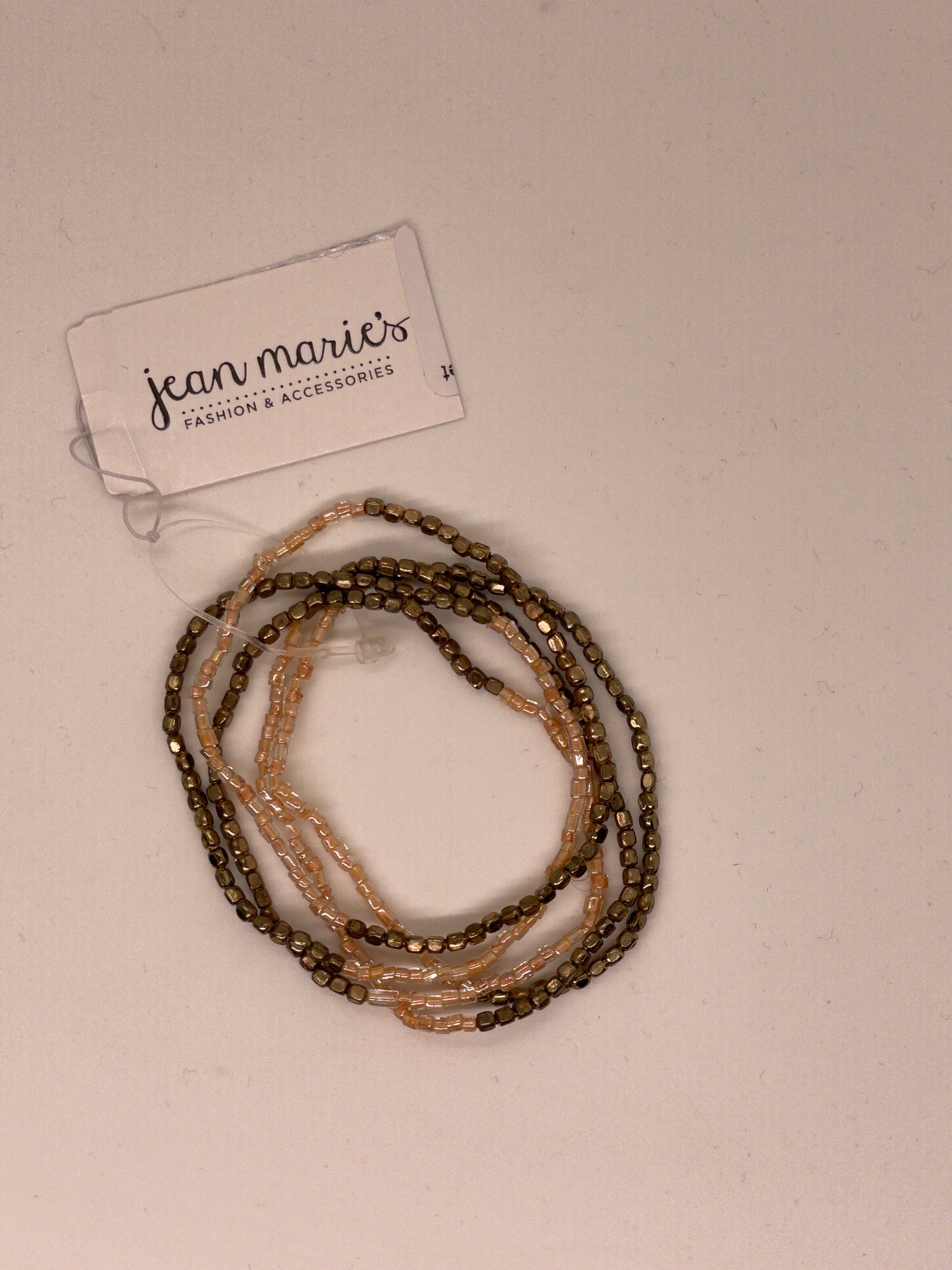 Peach Delicate Bead Bracelet Set
