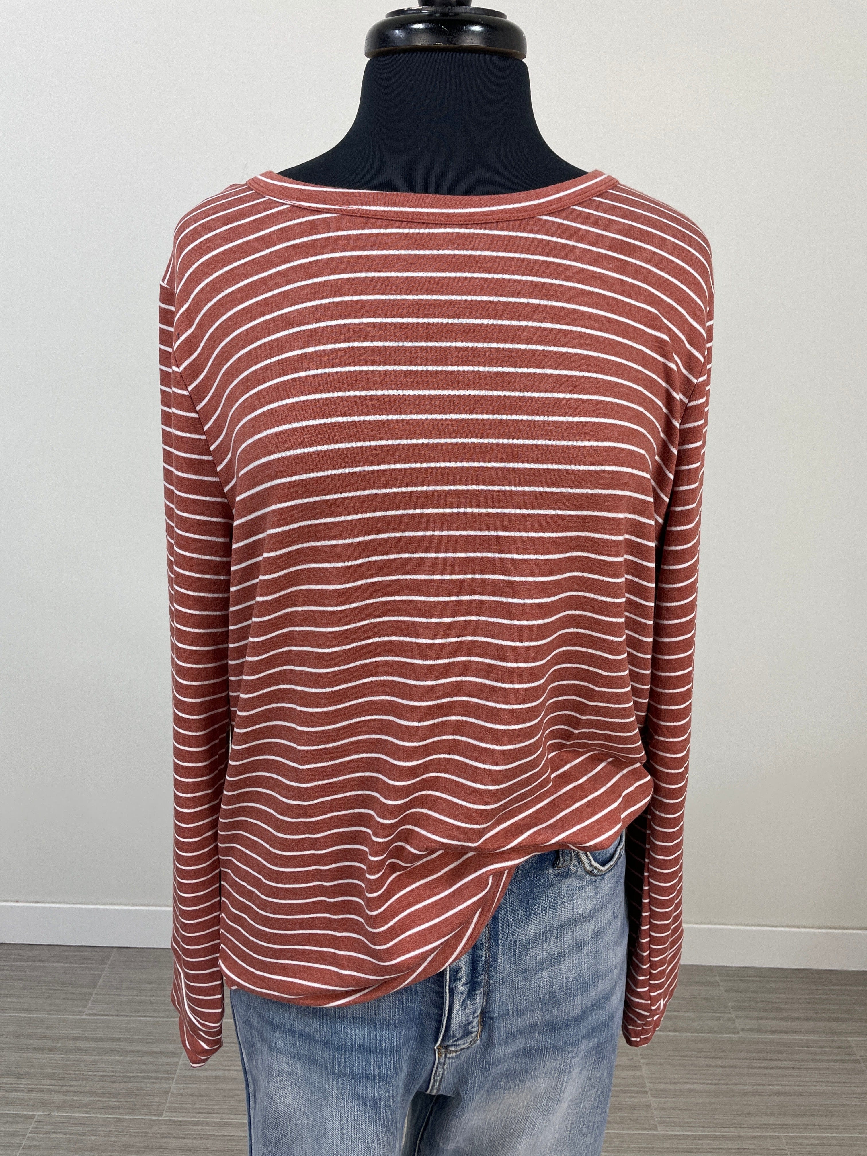 Rust Striped Relaxed Knit Top