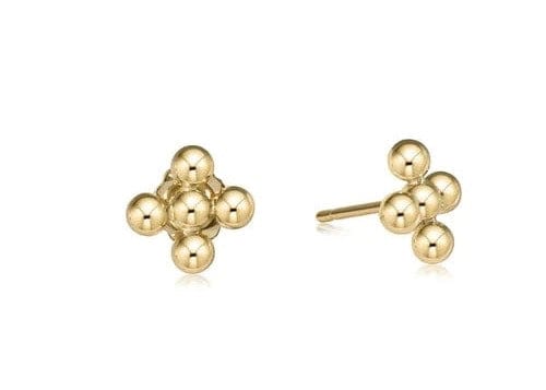 Classic Beaded Signature Cross Stud - 3mm Bead Gold