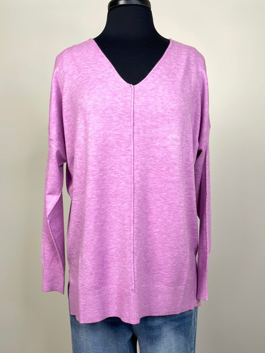 Heathered Mauve Viscose Front Seam Sweater