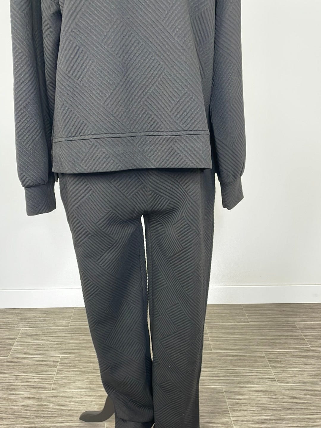 Black Textured Pants
