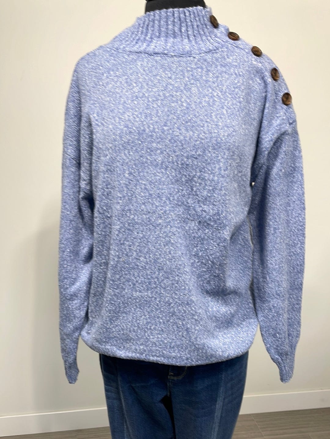 Light Blue Mock Neck Pullover