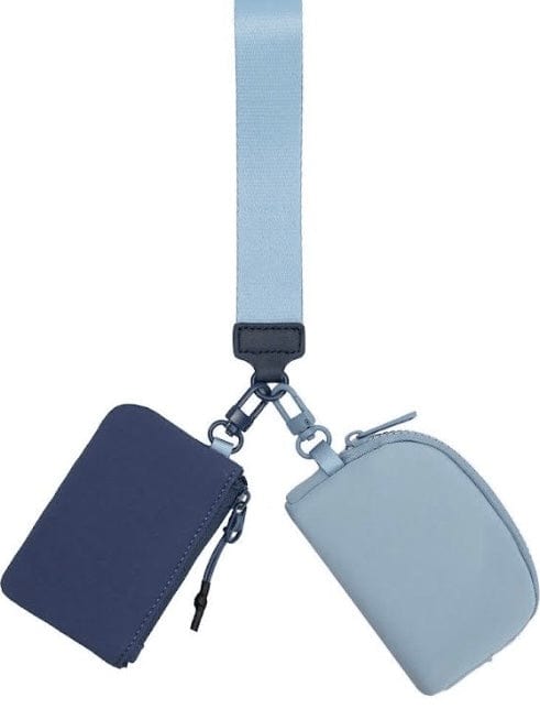 Navy & Steel Blue Dual Pouch Wristlet