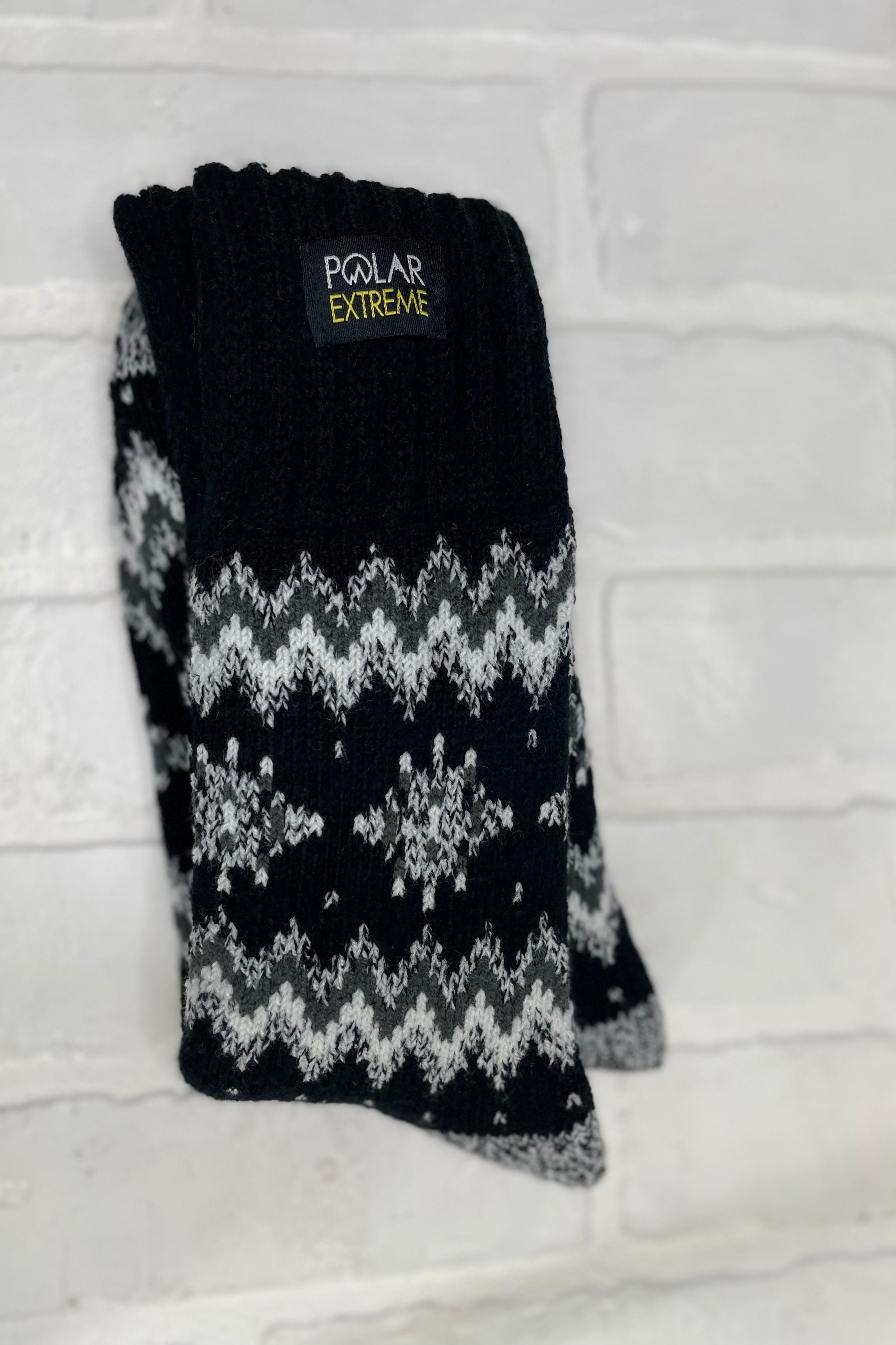 Polar Extreme Heat Men's Black Snowflake Sock