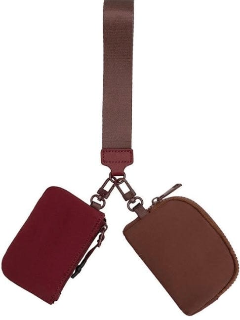 Wine & Brown Dual Pouch Wristlet