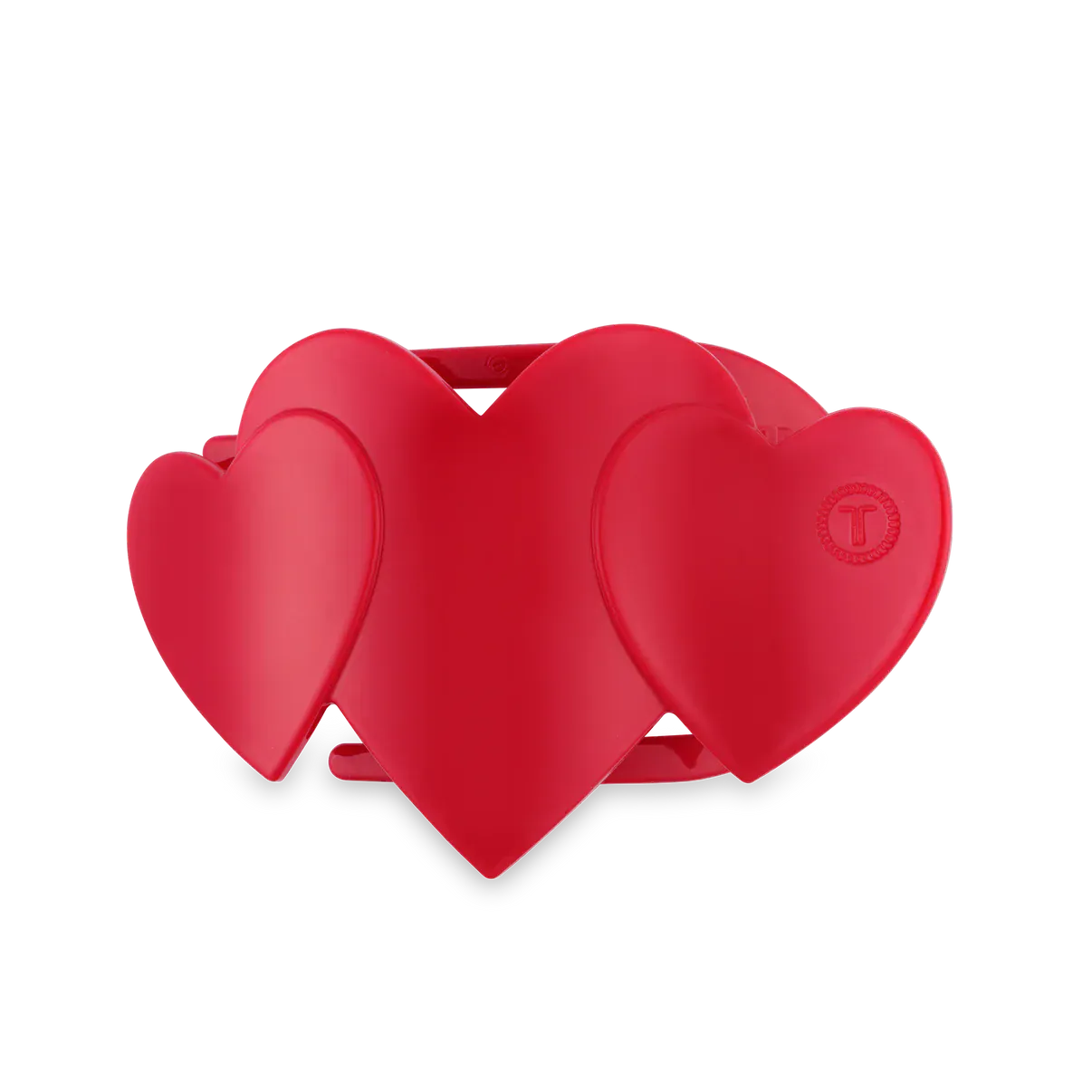Red Heart to Heart Medium Flat Hair Clip