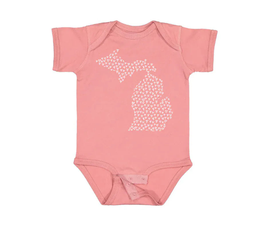 Mauve Michigan Hearts Onesie