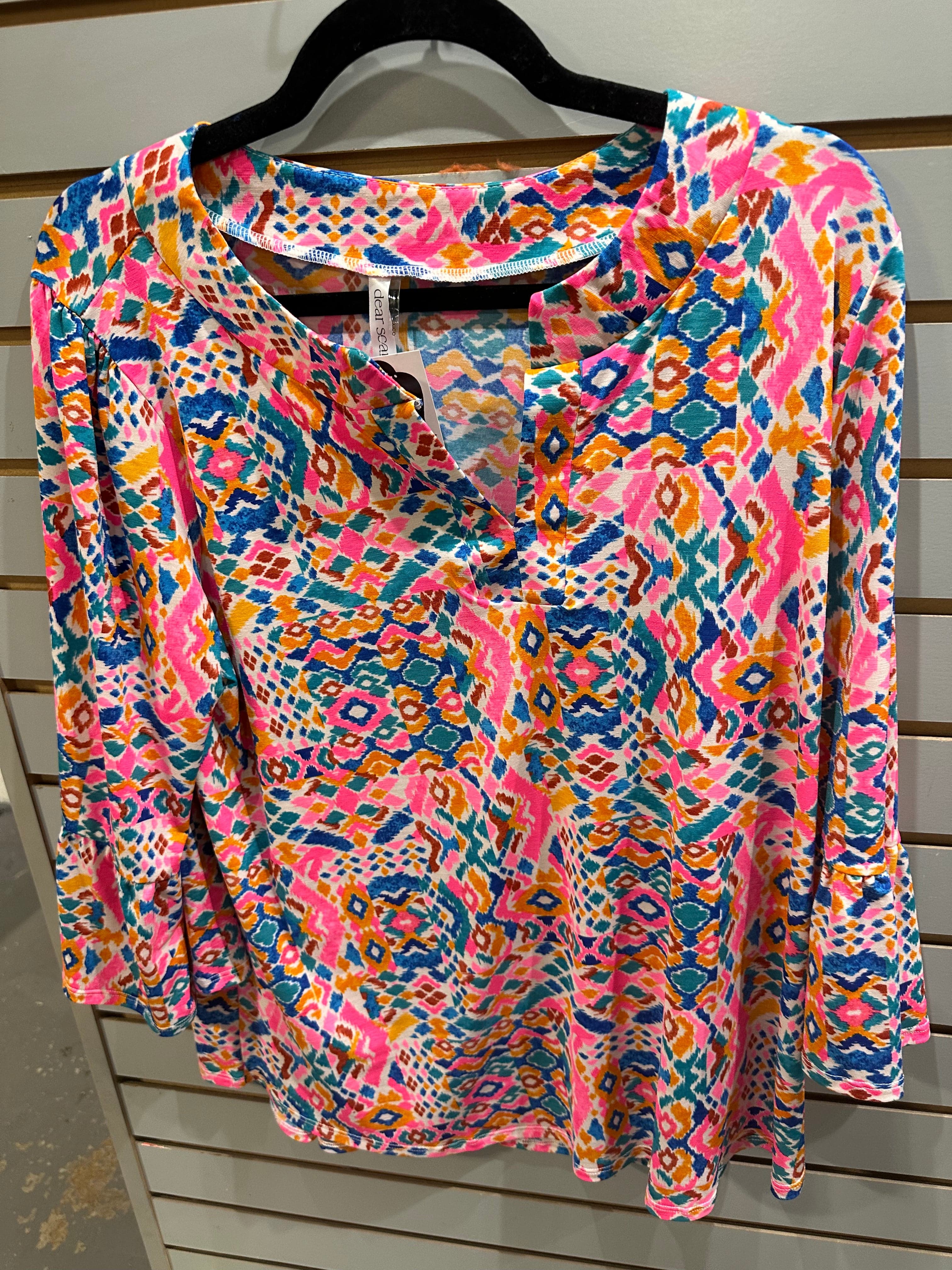 Neon Pink Aztec Bell Sleeve Jasmine