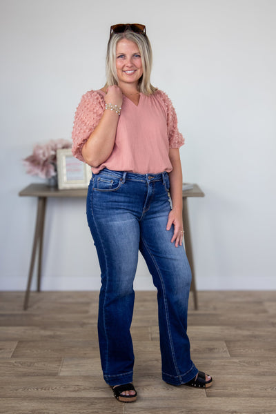 Dark High Rise Straight Jean Styled