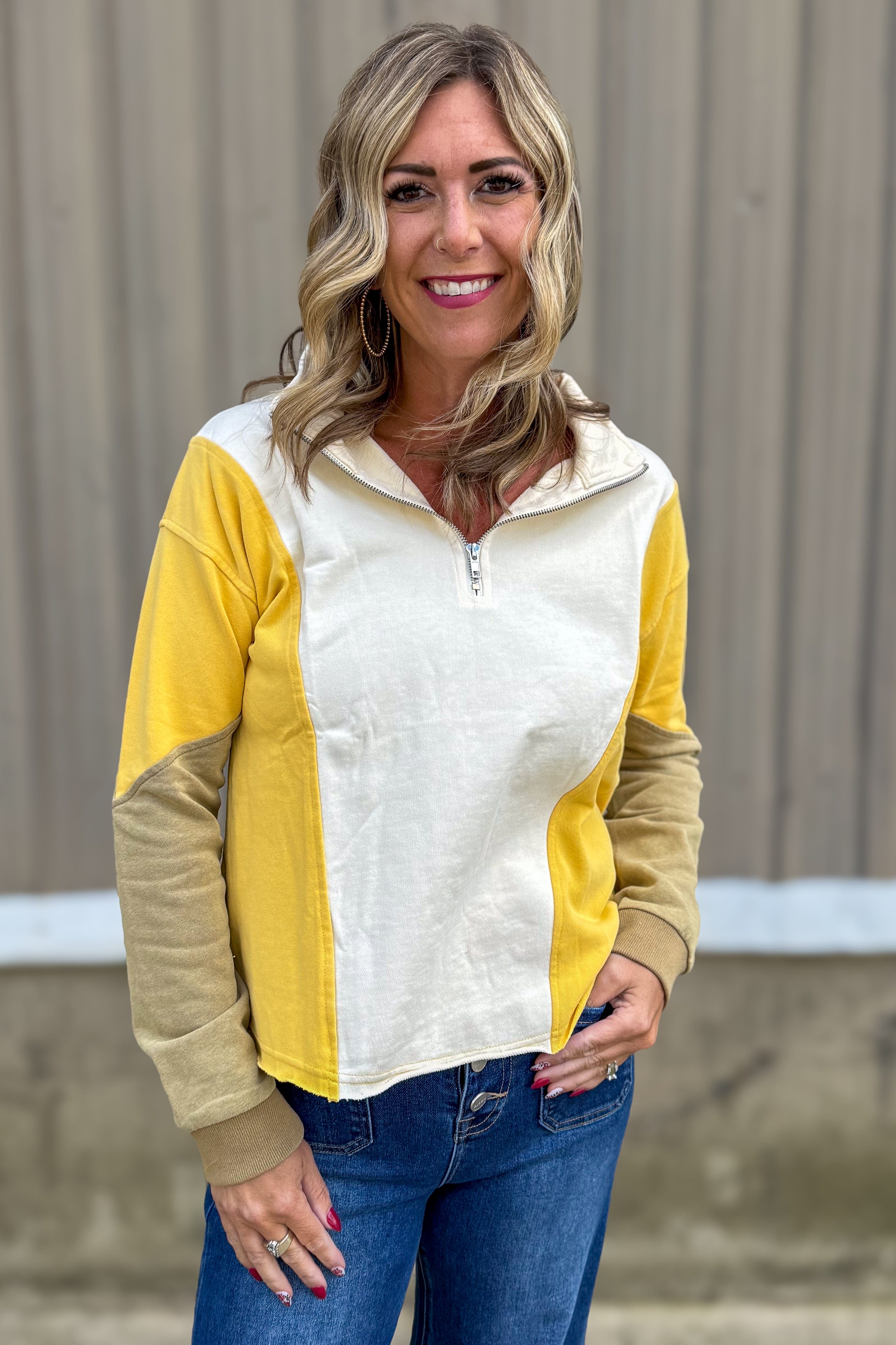 Ivory, Yellow, Green Quarter Zip