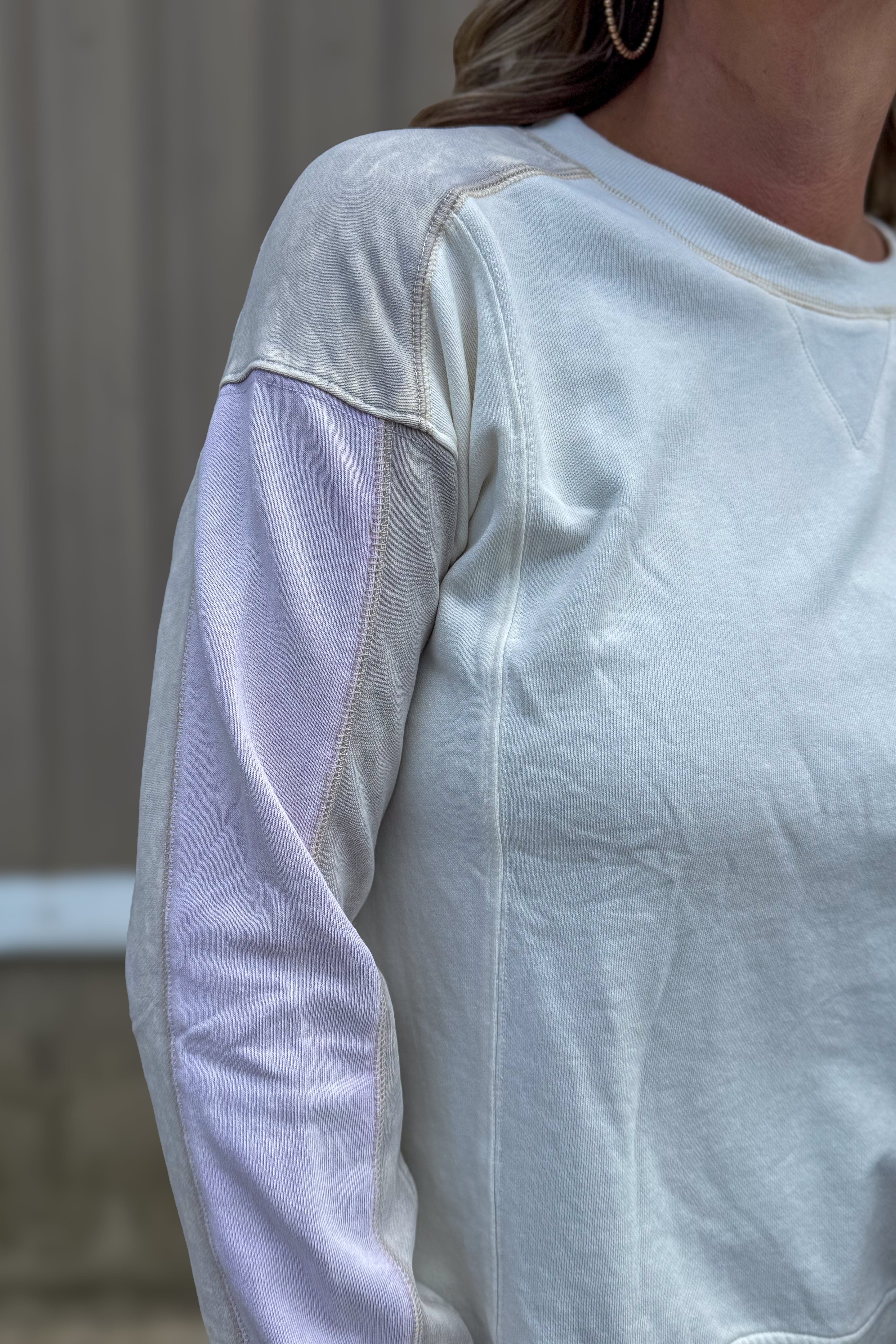 Ivory Color Block Terry Top details