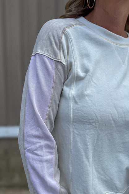 Ivory Color Block Terry Top details