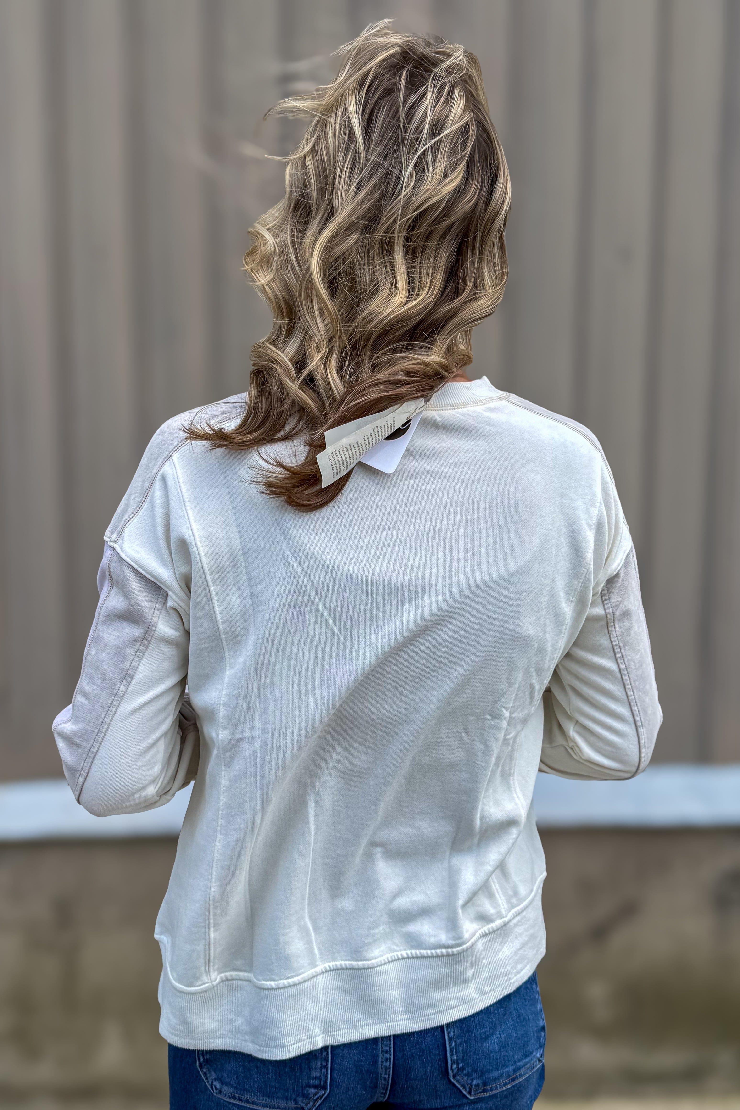 Ivory Color Block Terry Top back