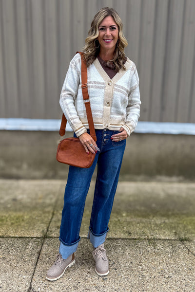 Ivory Plaid Cardigan