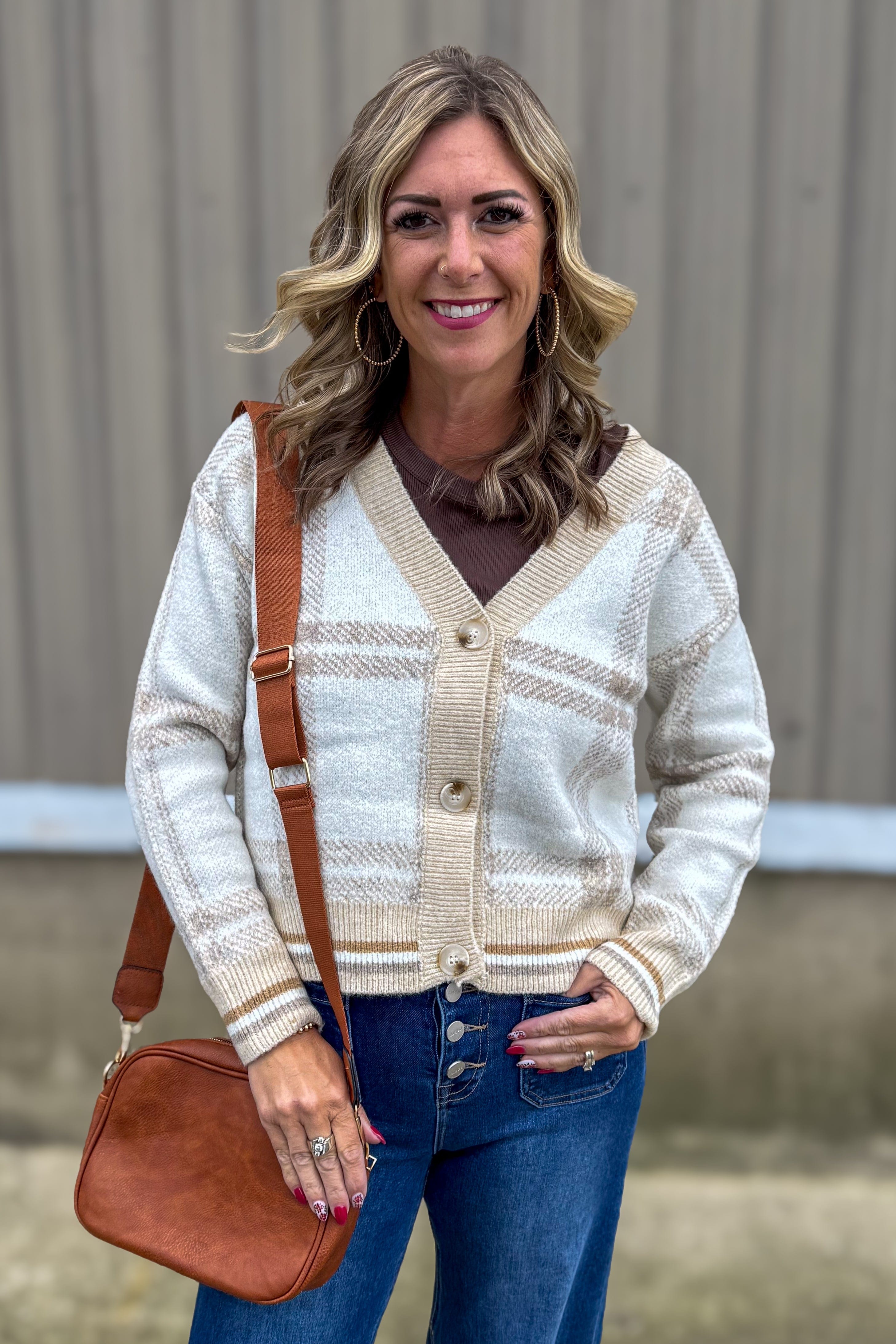 Ivory Plaid Cardigan