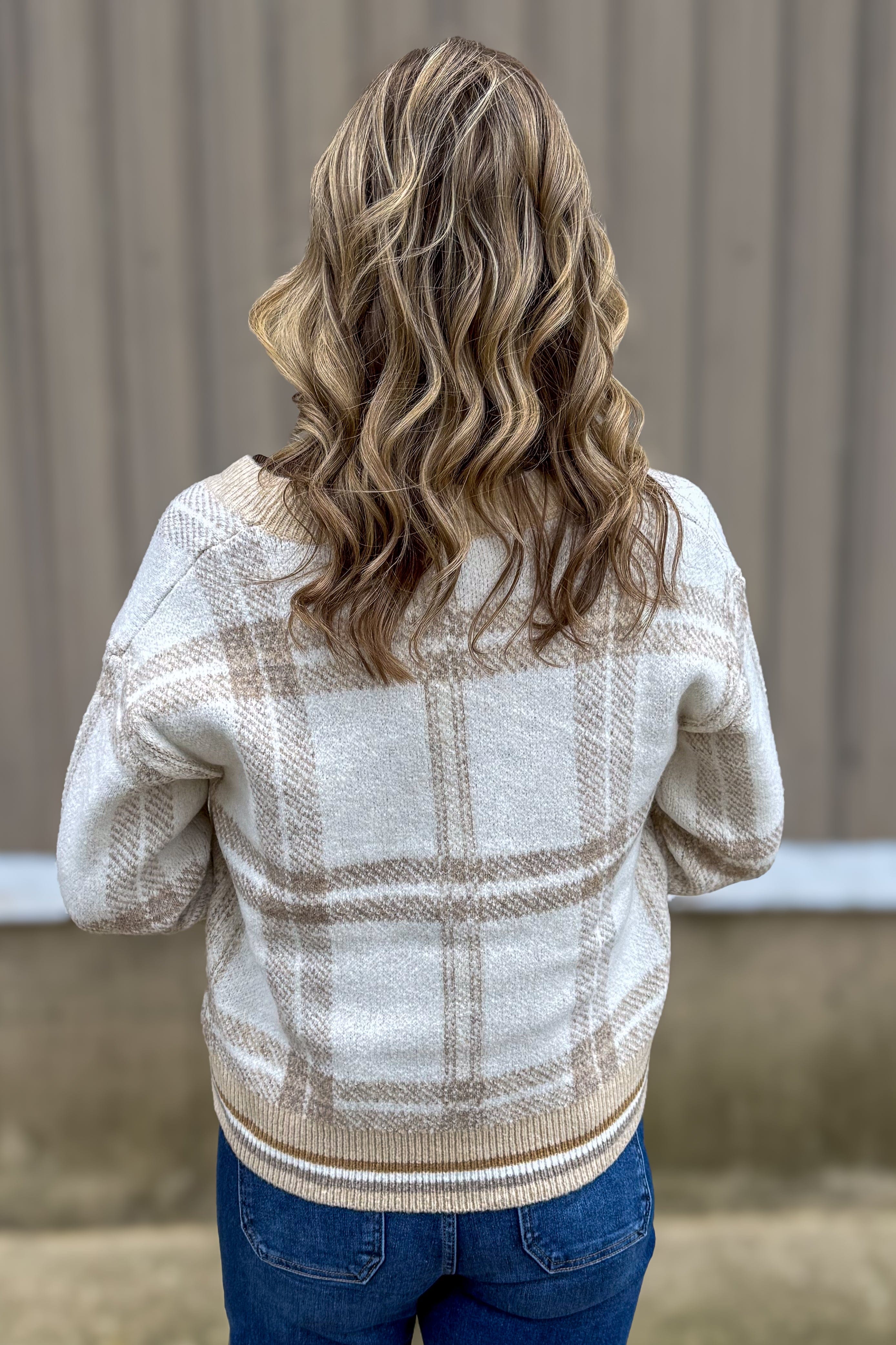 Ivory Plaid Cardigan