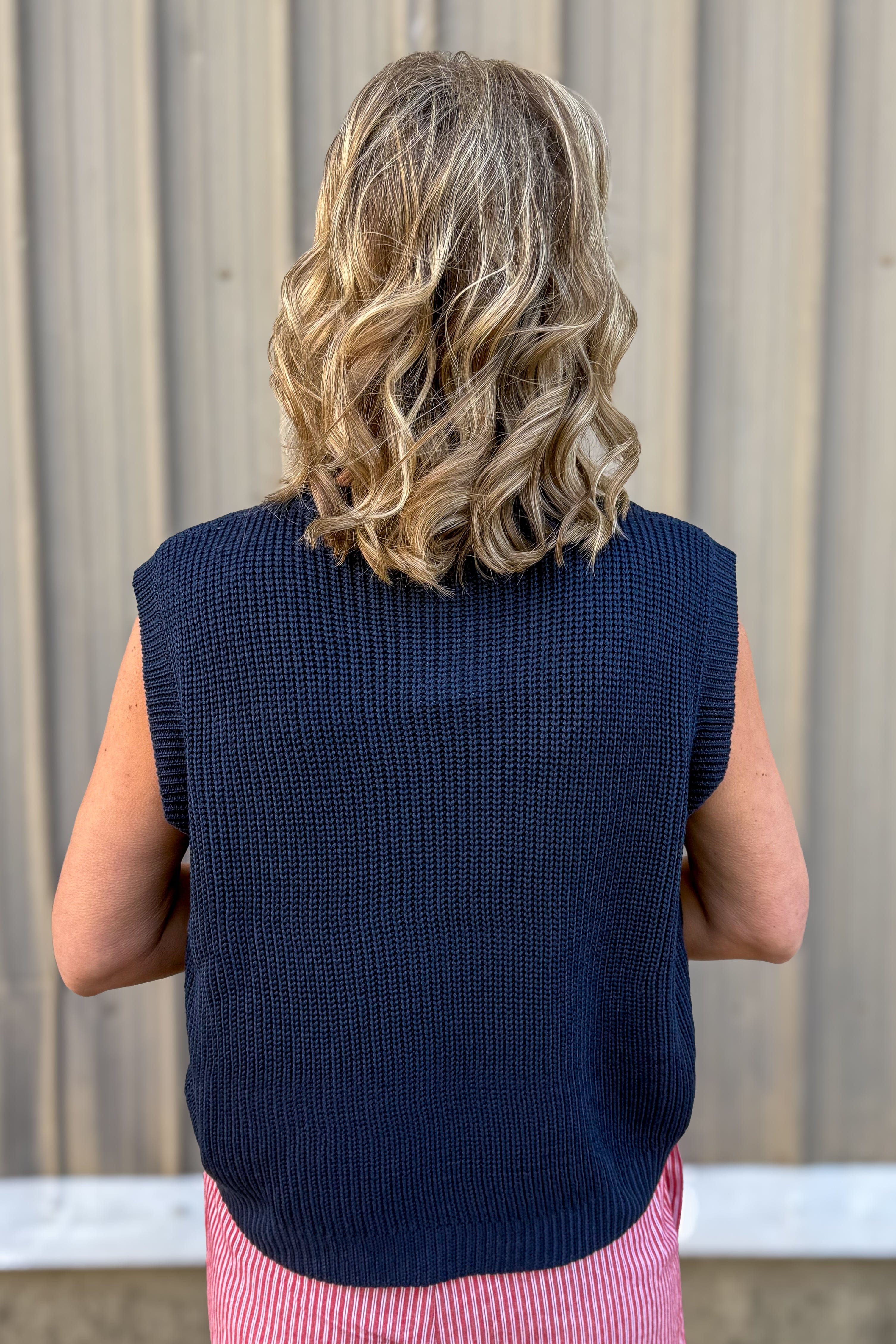 Beaded Flag Navy Sweater Back