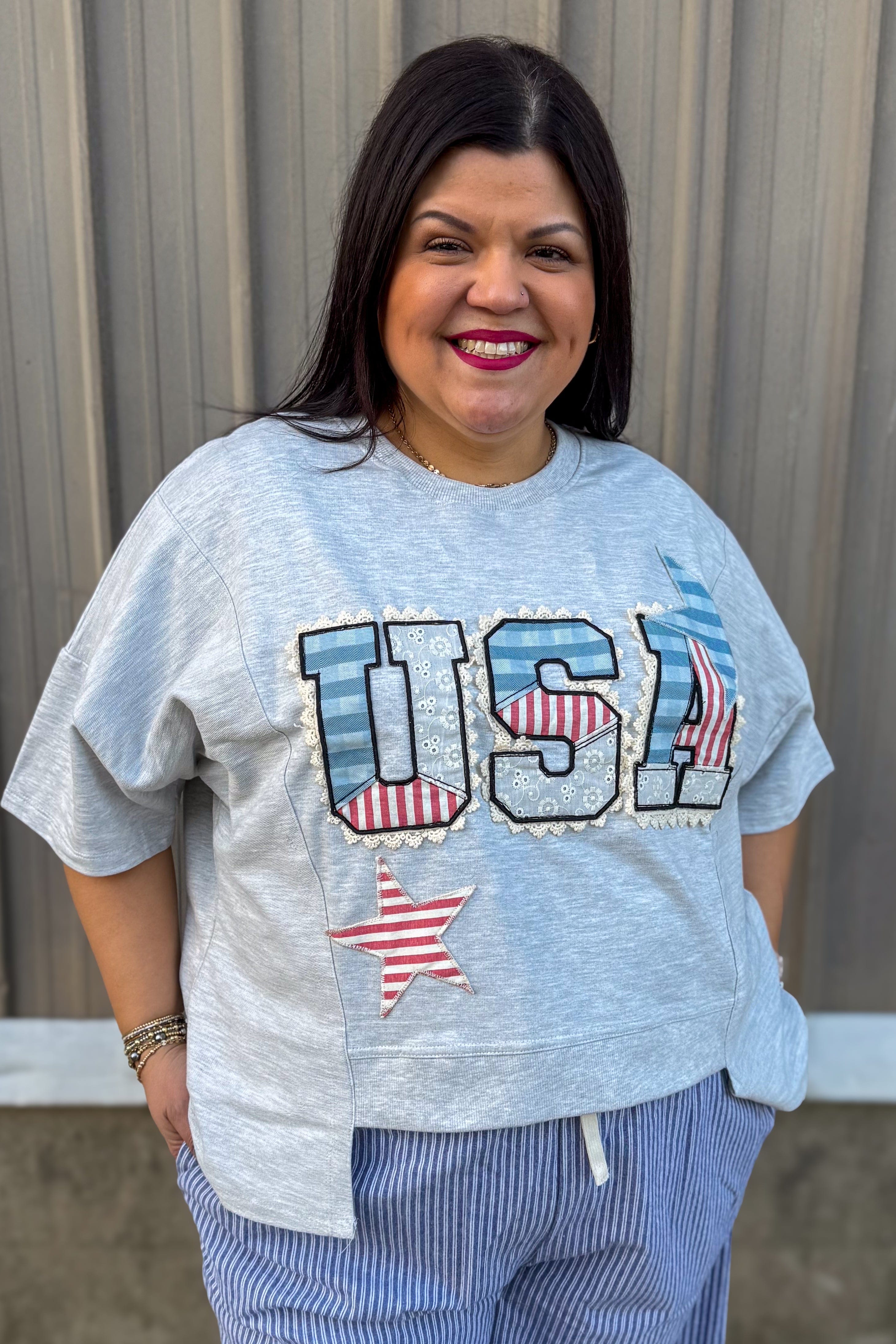 Gray USA Patch T-Shirt