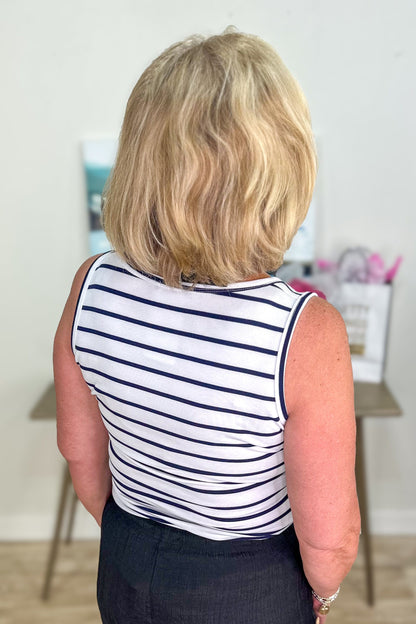 Ivory Striped Sleeveless Top back