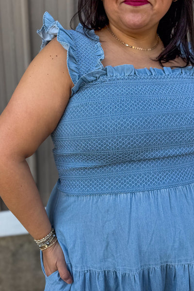 Denim Midi Dress Detailed