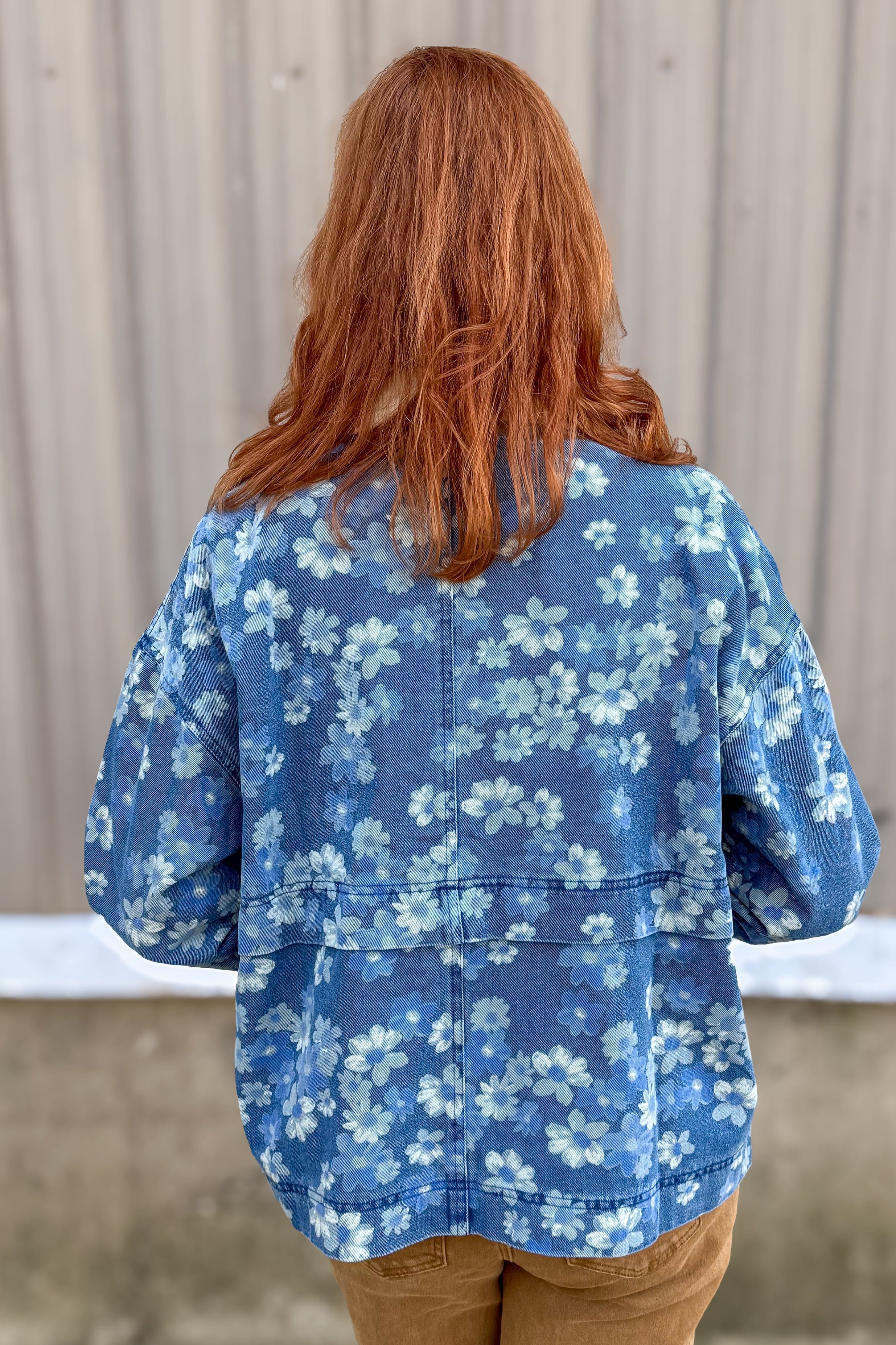 Floral Denim Coat Back