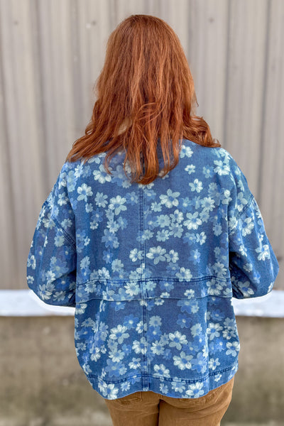 Floral Denim Coat Back
