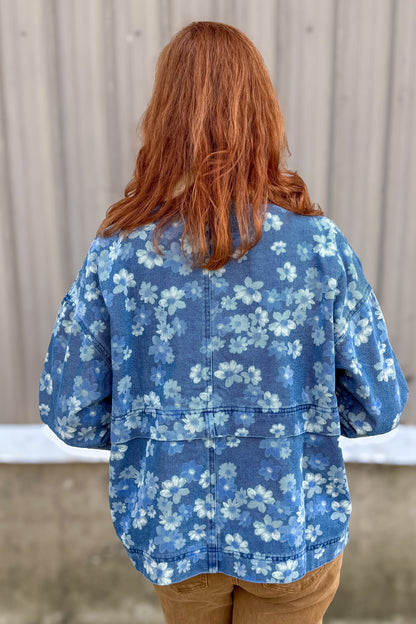 Floral Denim Coat Back