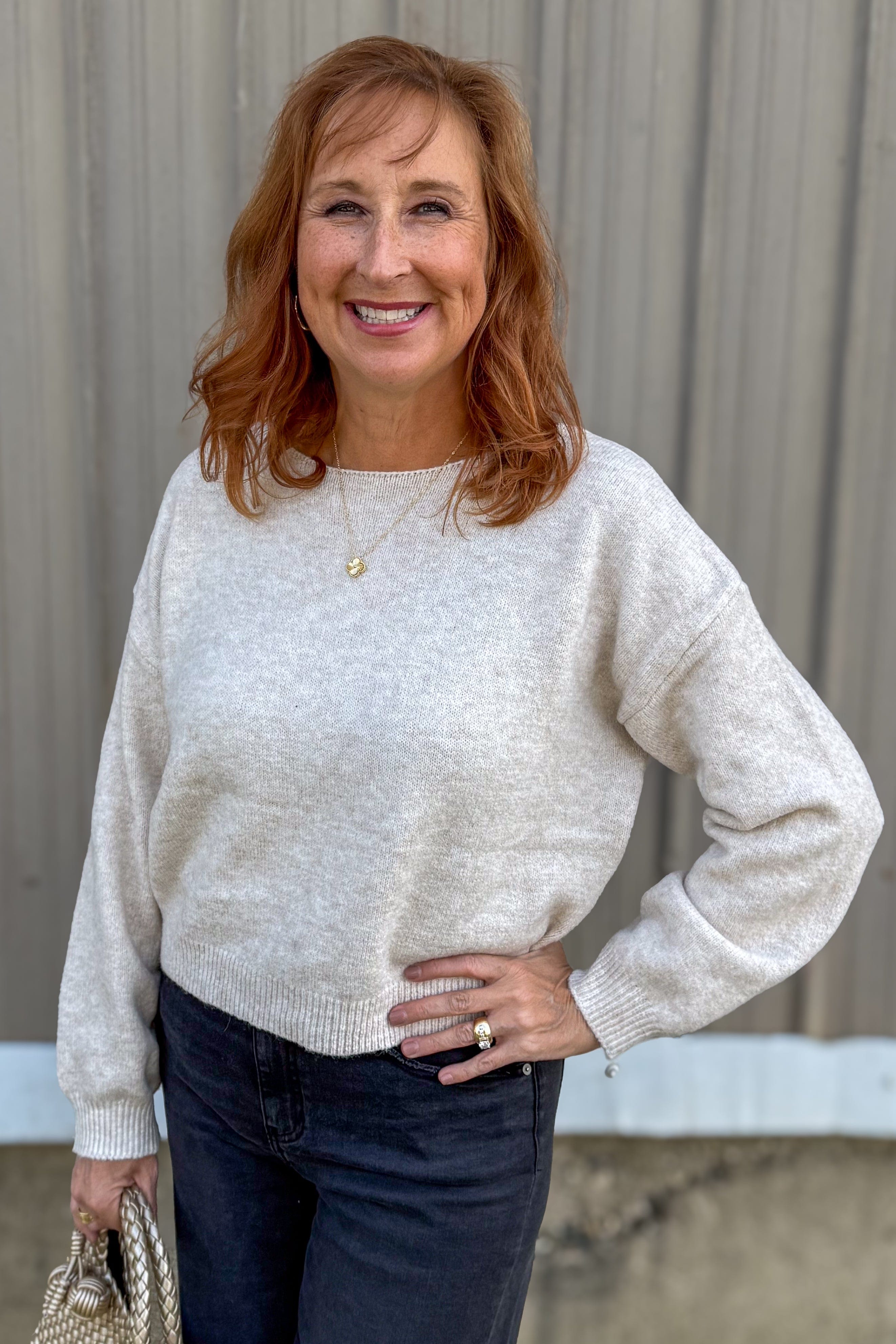 Oatmeal Black Bow Cardigan Sweater 