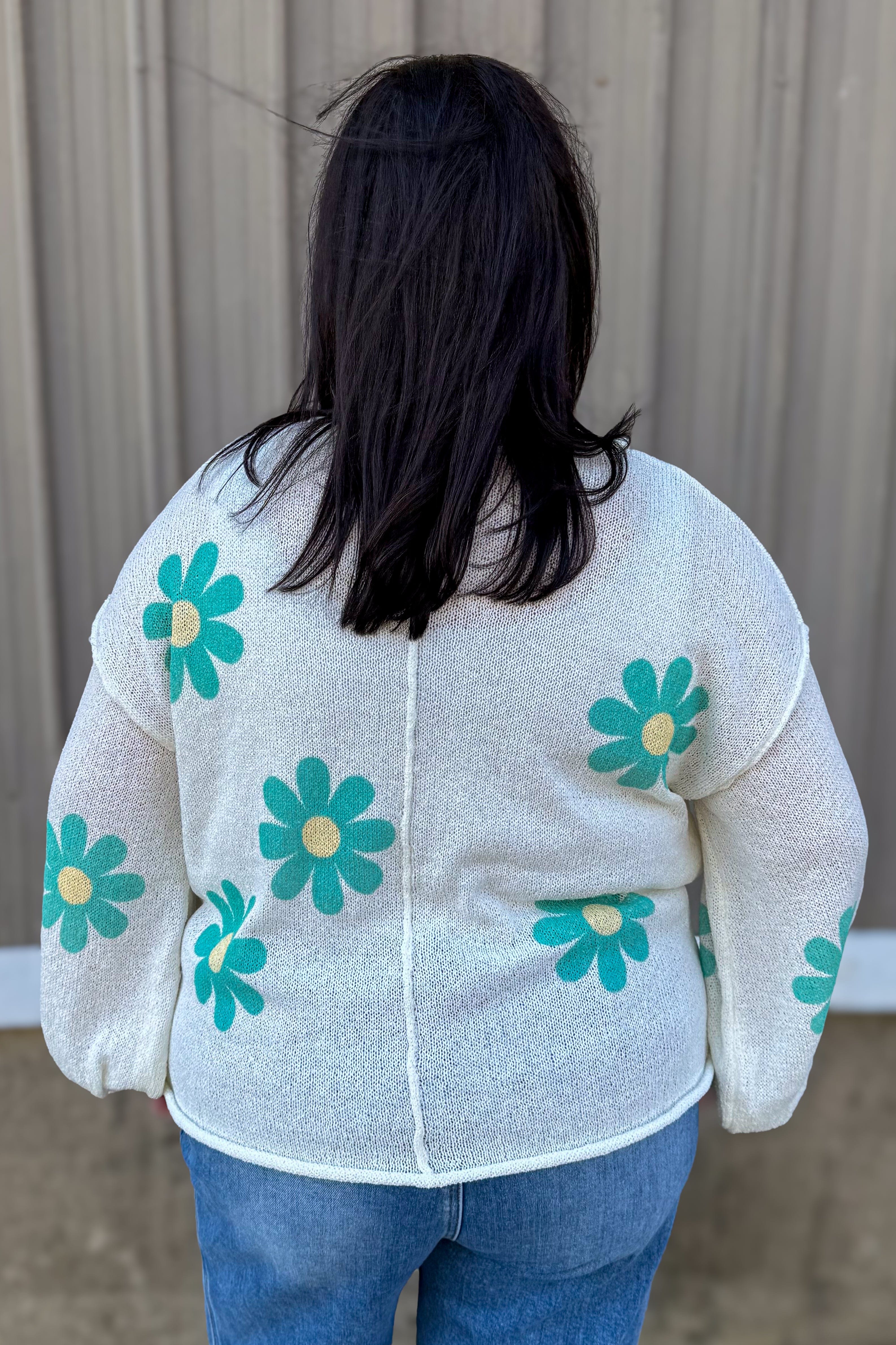 Ivory Flower Sweater Back
