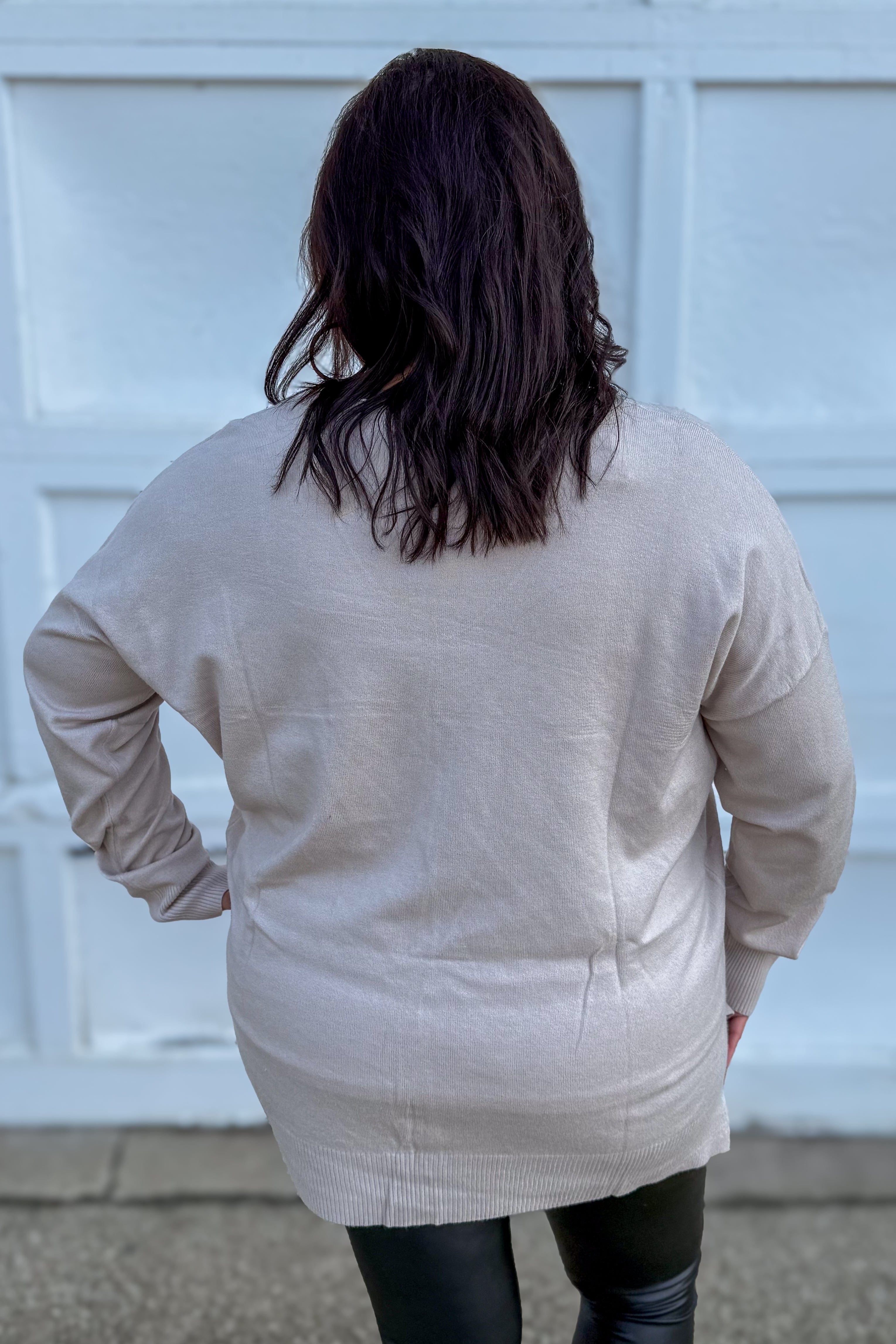 Bone Viscose Front Seam Sweater Back