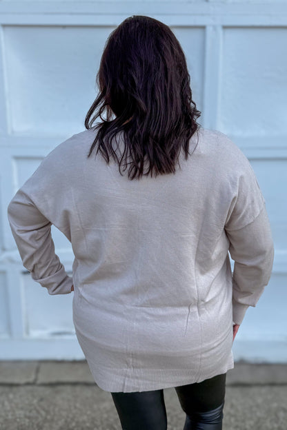 Bone Viscose Front Seam Sweater Back