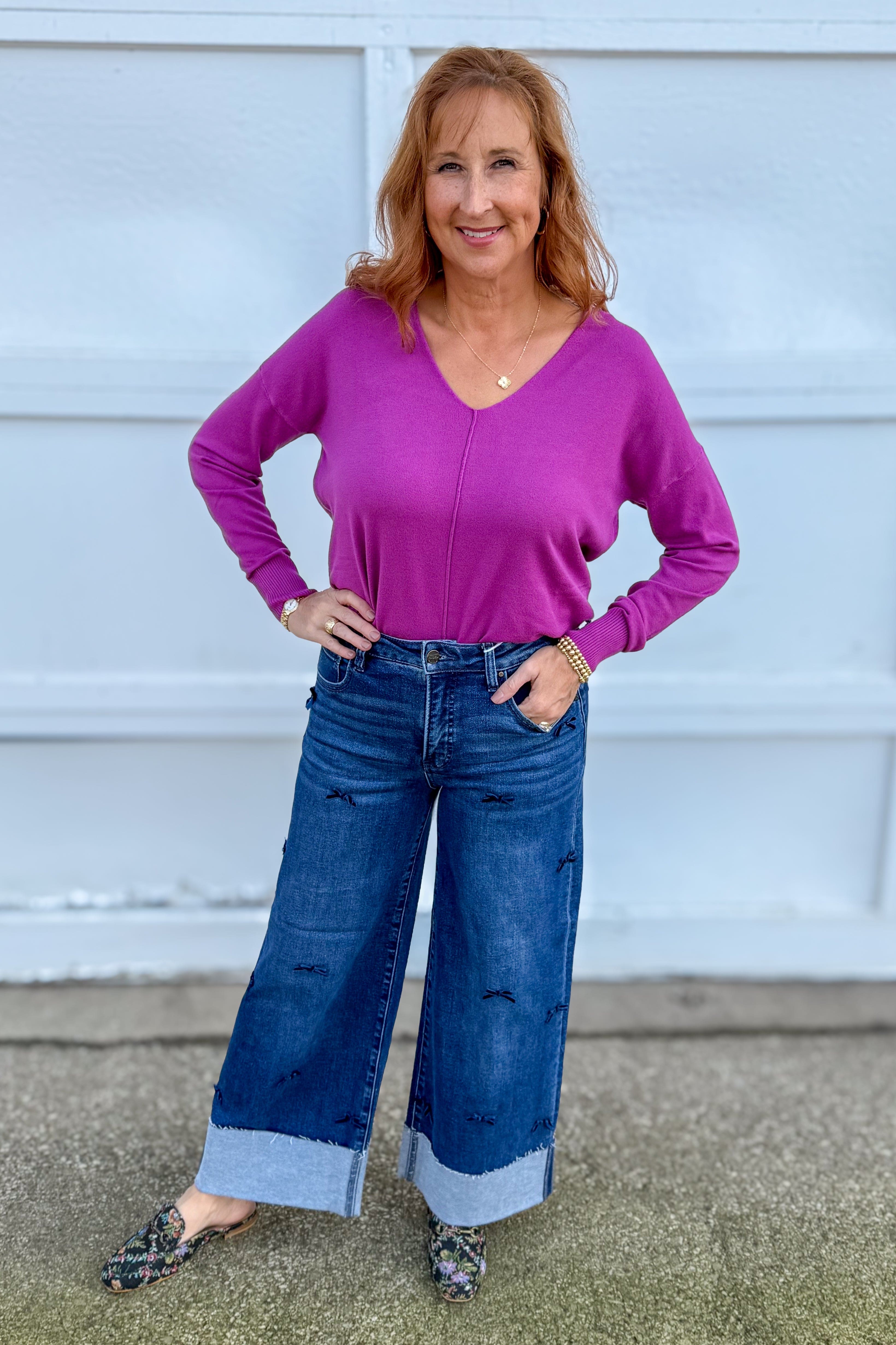 Light Plum Viscose Front Seam Sweater Styled