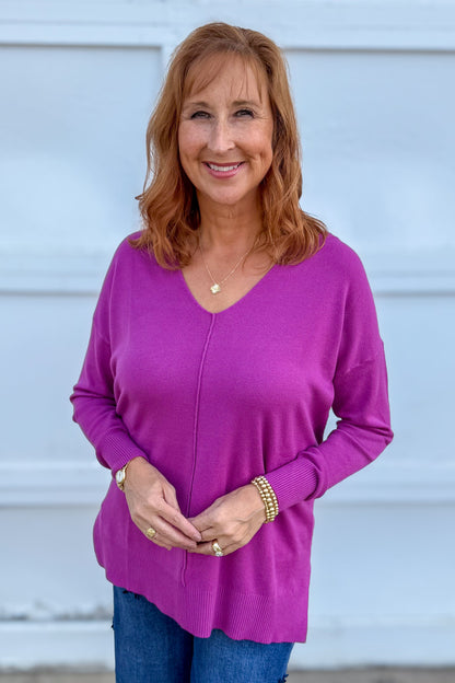 Light Plum Viscose Front Seam Sweater