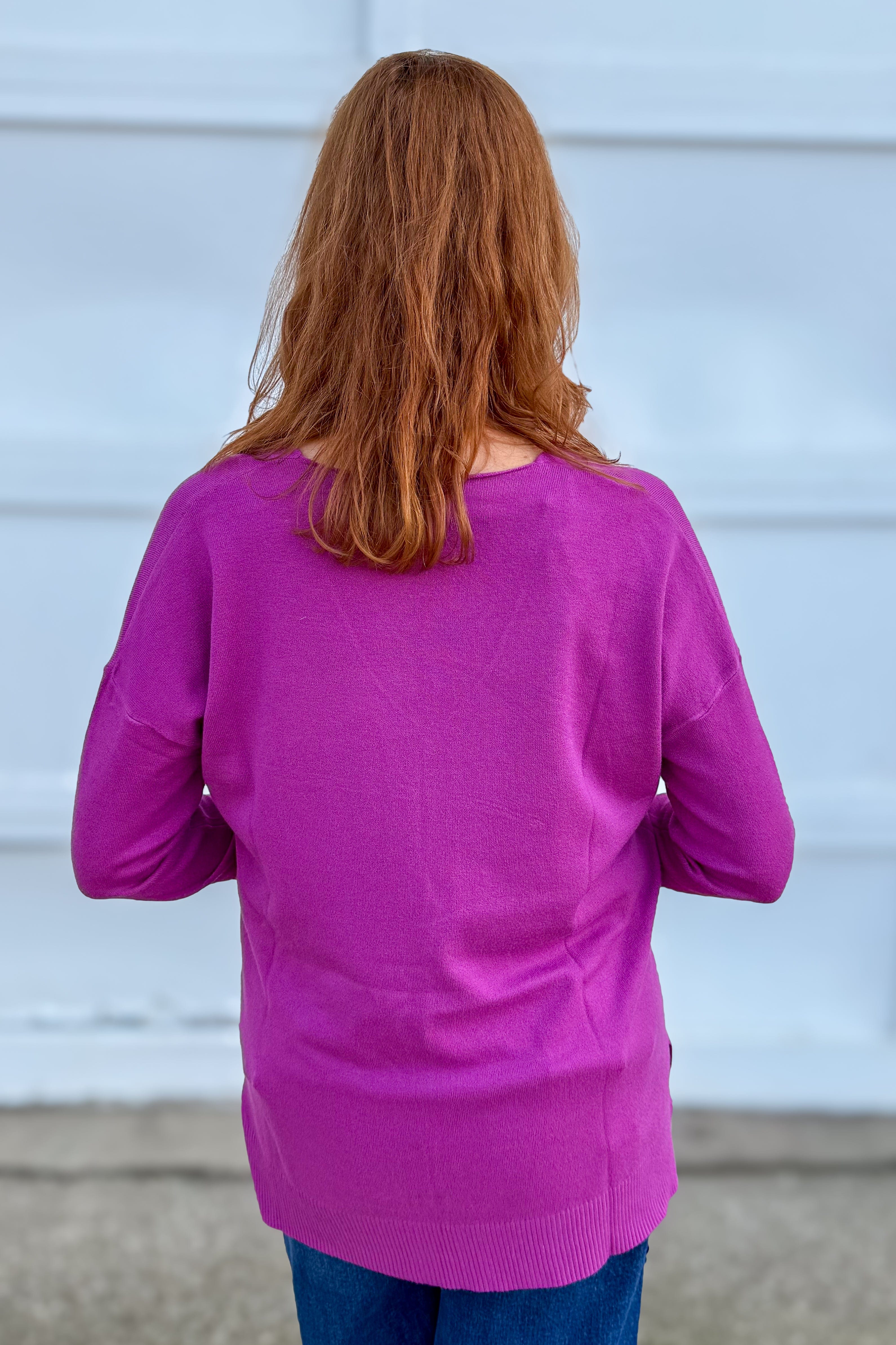 Light Plum Viscose Front Seam Sweater Back
