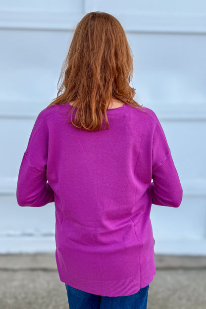Light Plum Viscose Front Seam Sweater Back
