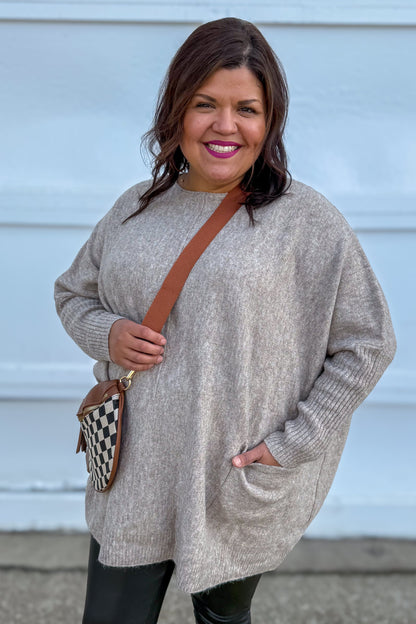 Khaki Center Seam Sweater