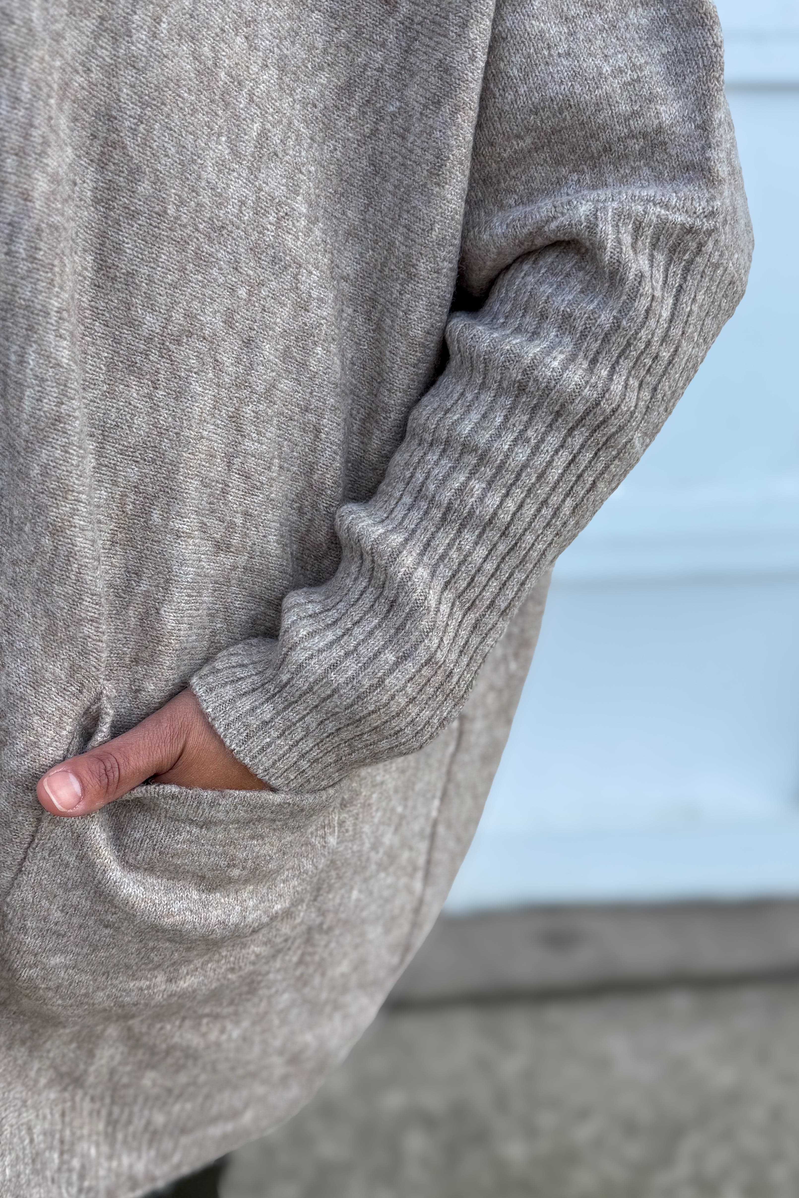 Khaki Center Seam Sweater Detailed