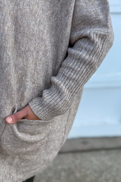 Khaki Center Seam Sweater Detailed