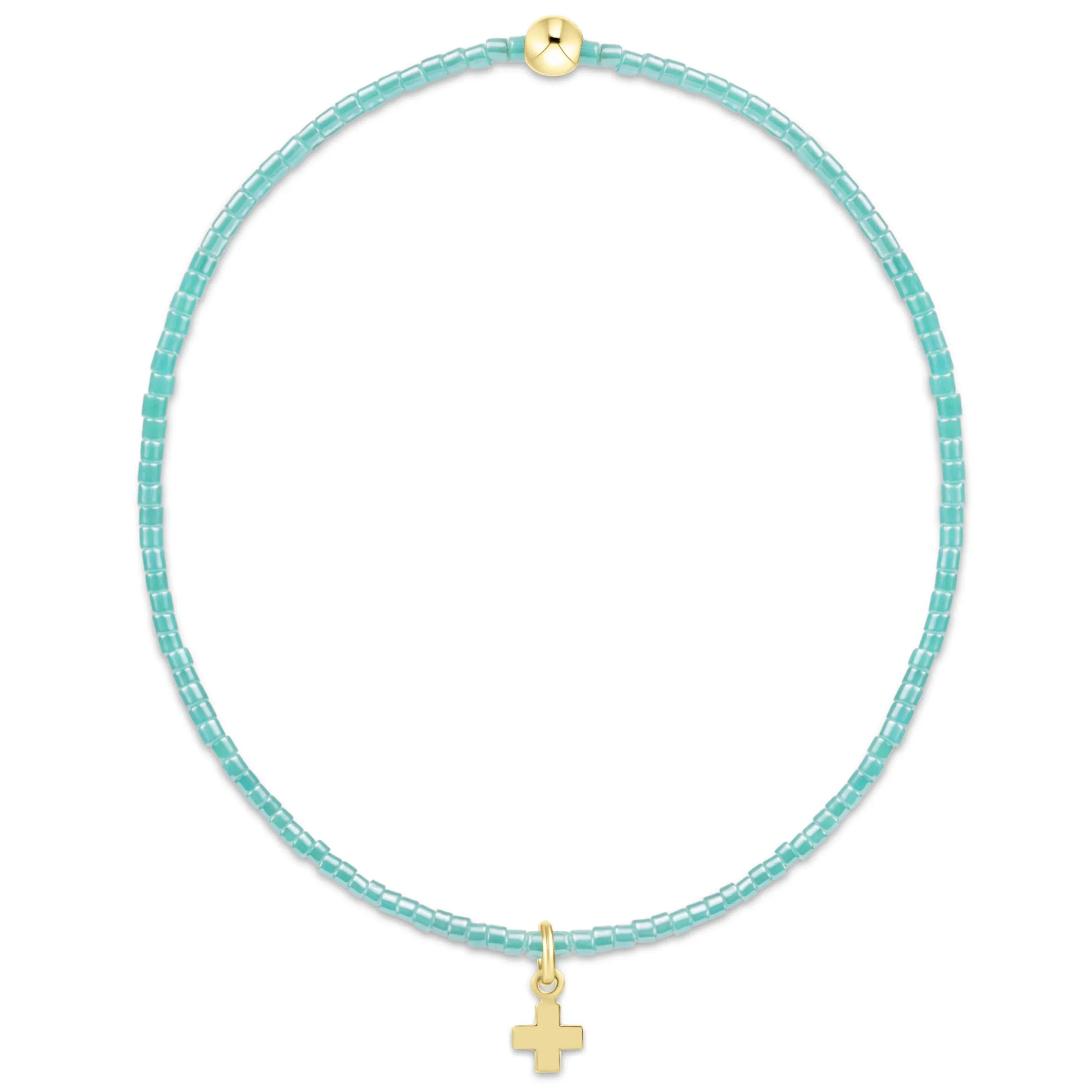 Hope Classic Sea Glass Bracelet - Signature Cross Small Gold Charm