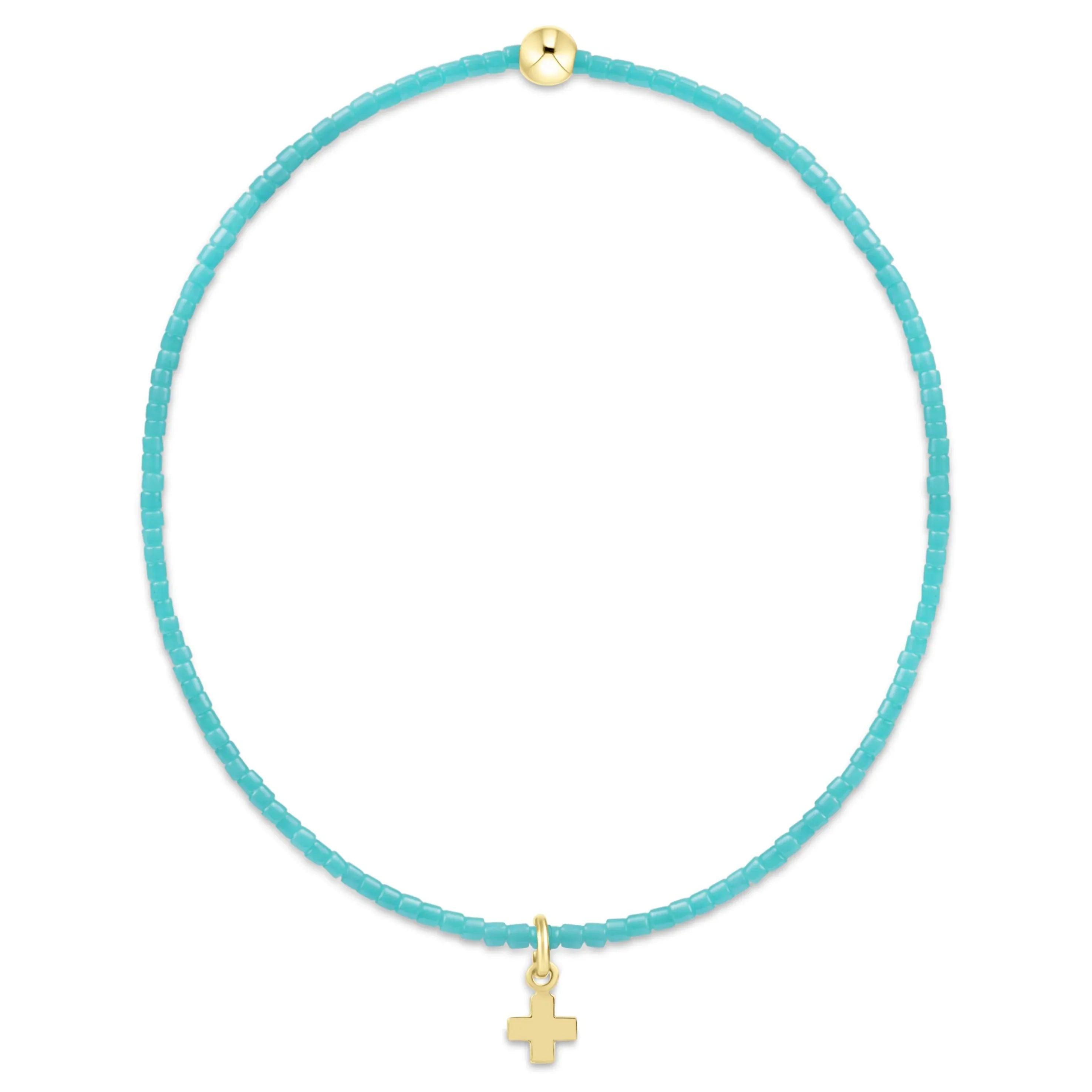 Hope Classic Turquoise Bracelet - Signature Cross Small Gold Charm