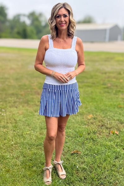 White Lace Textured Square Top